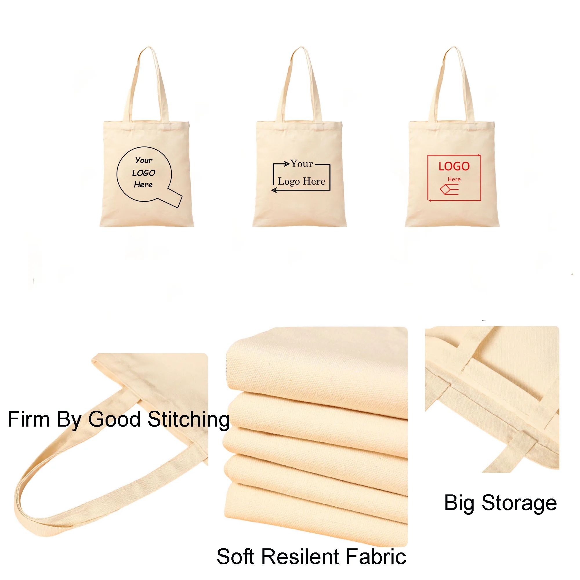Classic Shopping Canvas Tote Bag 16"L x 14"W 3