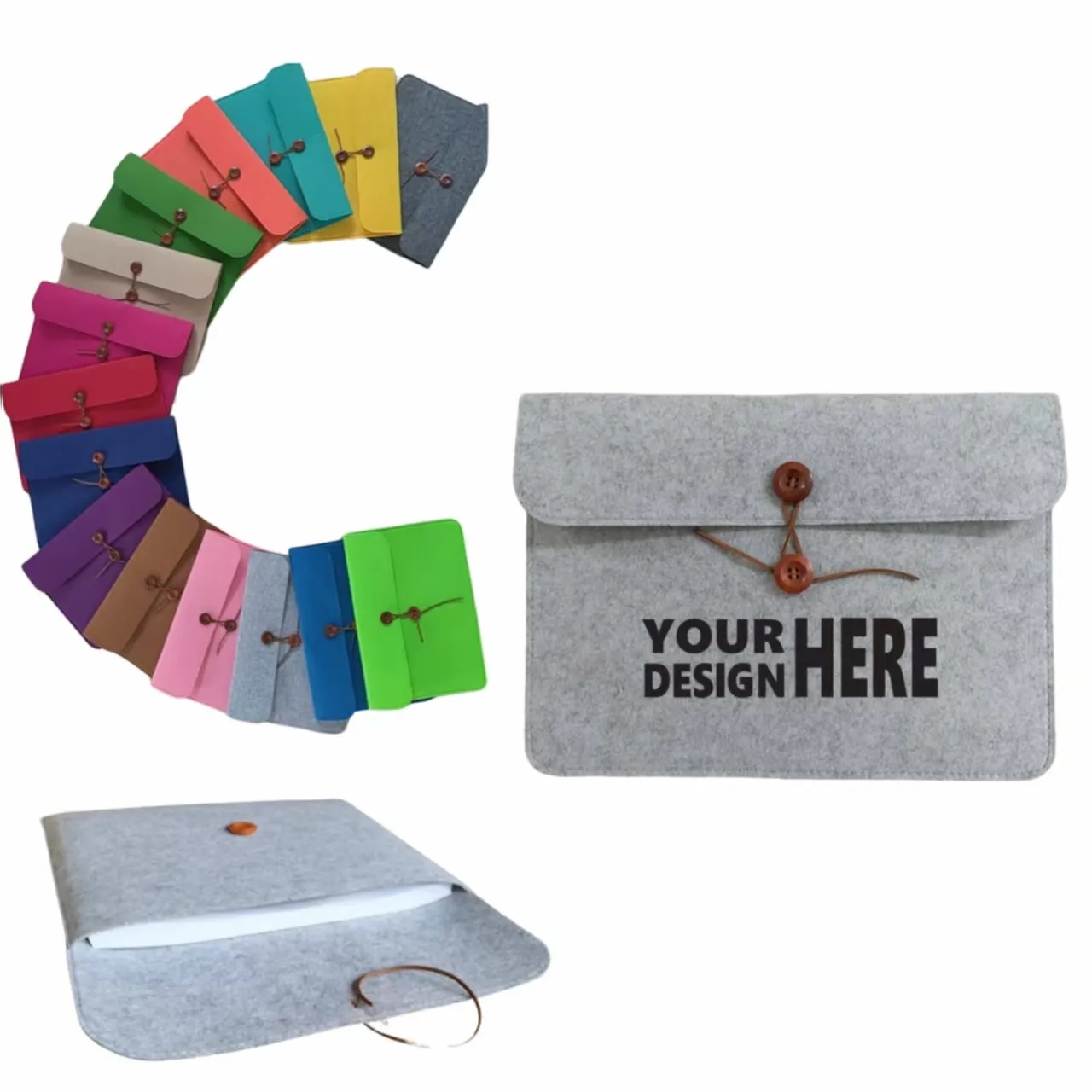 Customizable Felt Document Bag, Button Office Organizer