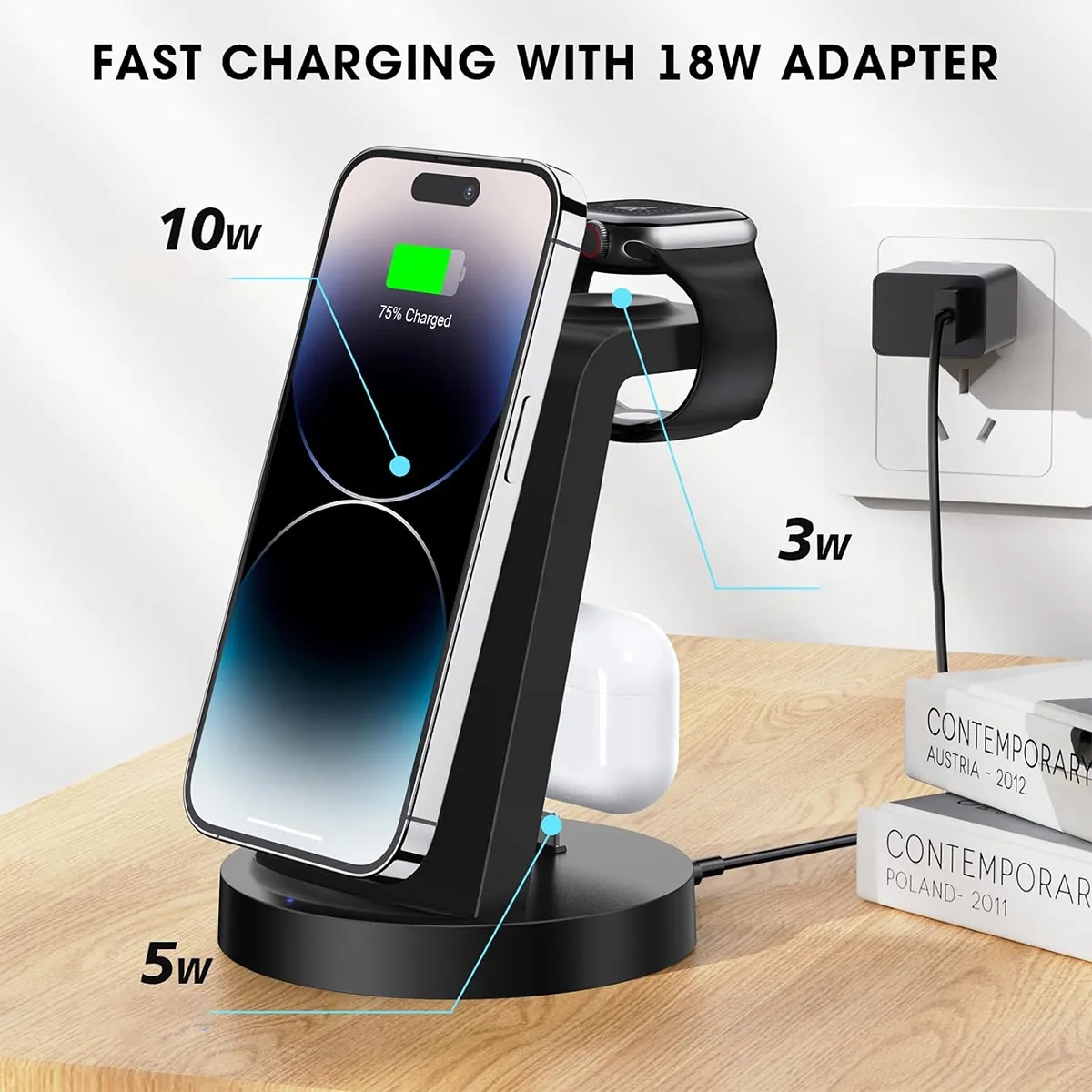 3 In 1 Wireless Charging Station For Phone Watch Headphone 5
