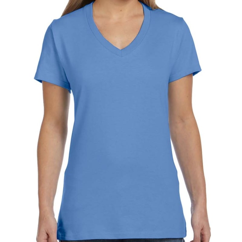 Hanes Ladies 4.5 Oz., 100% Ringspun Cotton Nano-T® V-Neck T- 24