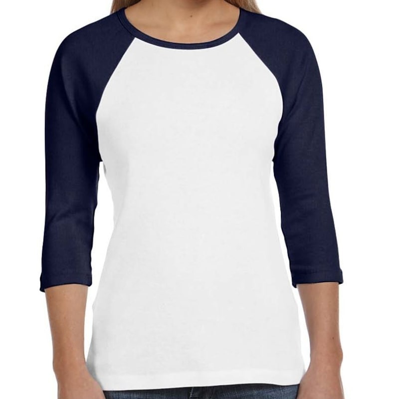 Bella Ladies Stretch Rib 3/4-Sleeve Contrast Raglan T-Shirt 2