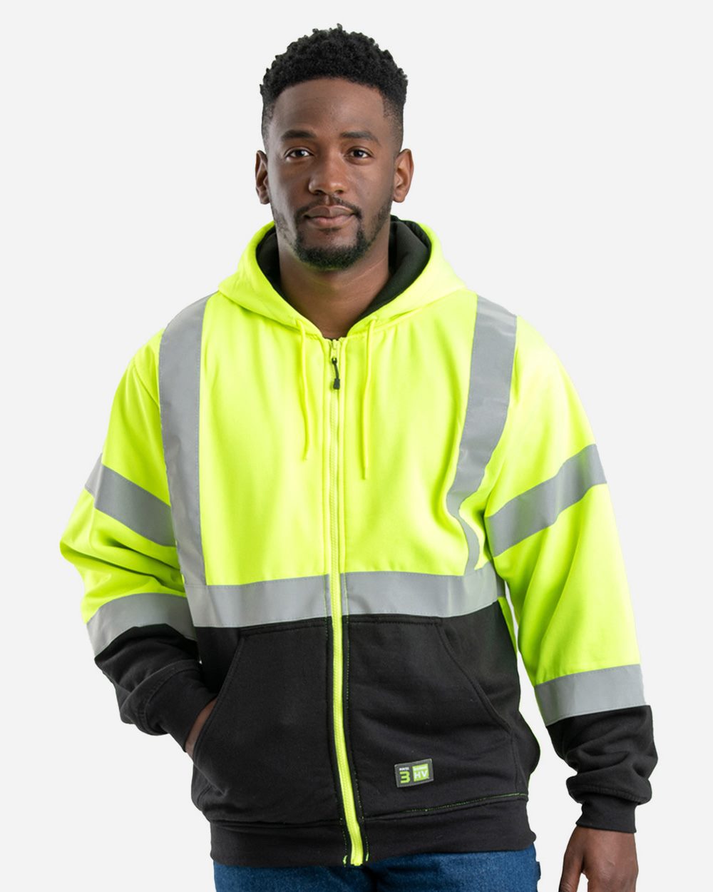 Men's Hi-Vis Class 3 Color Block Full-Zip Hooded Sweatshirt - HVF023 9