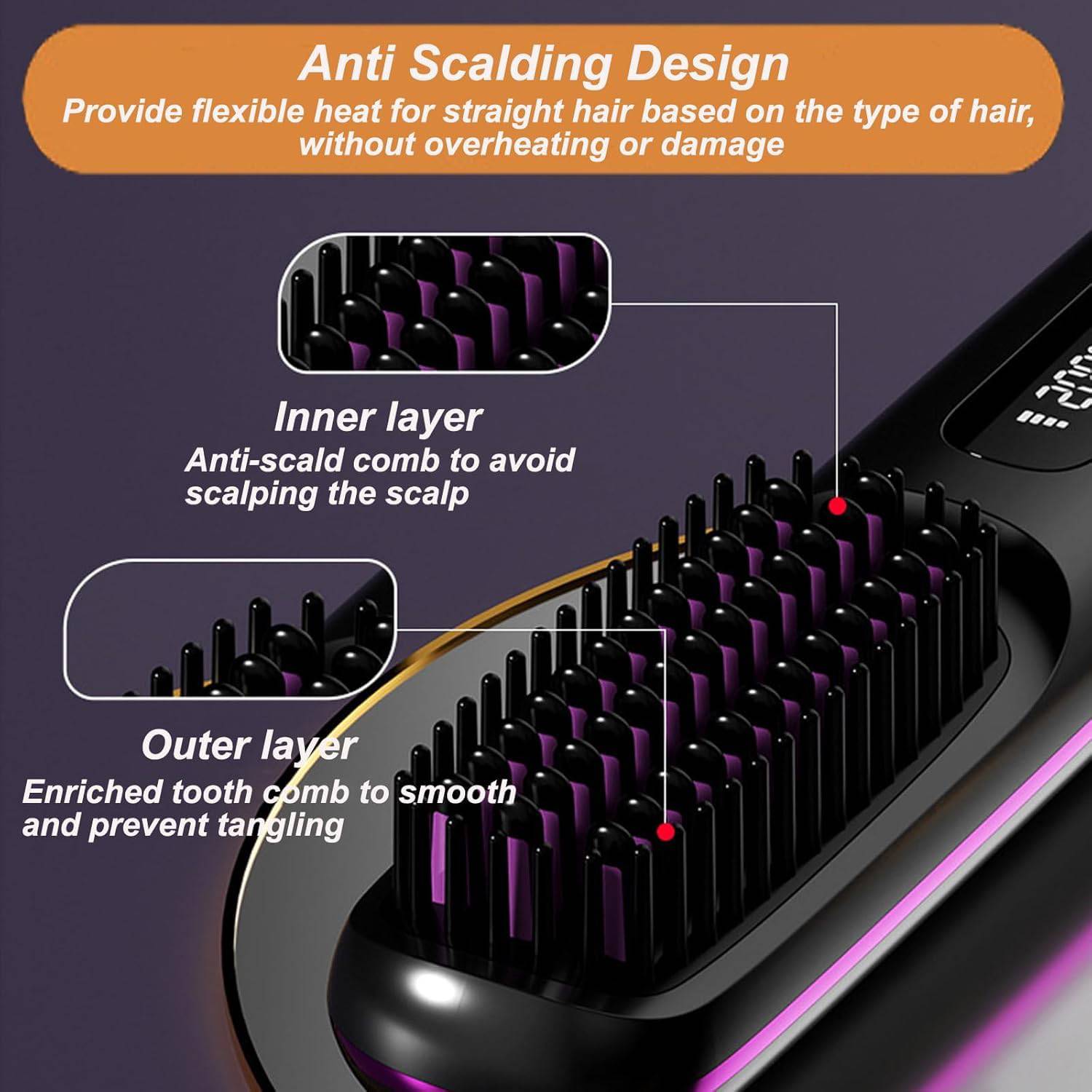 Travel Portable Rechargeable Hair Straightener Comb 3