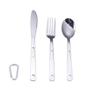 3 In 1 Stainless Steel Flatware Knife Fork Spoon Set With Pouch 13