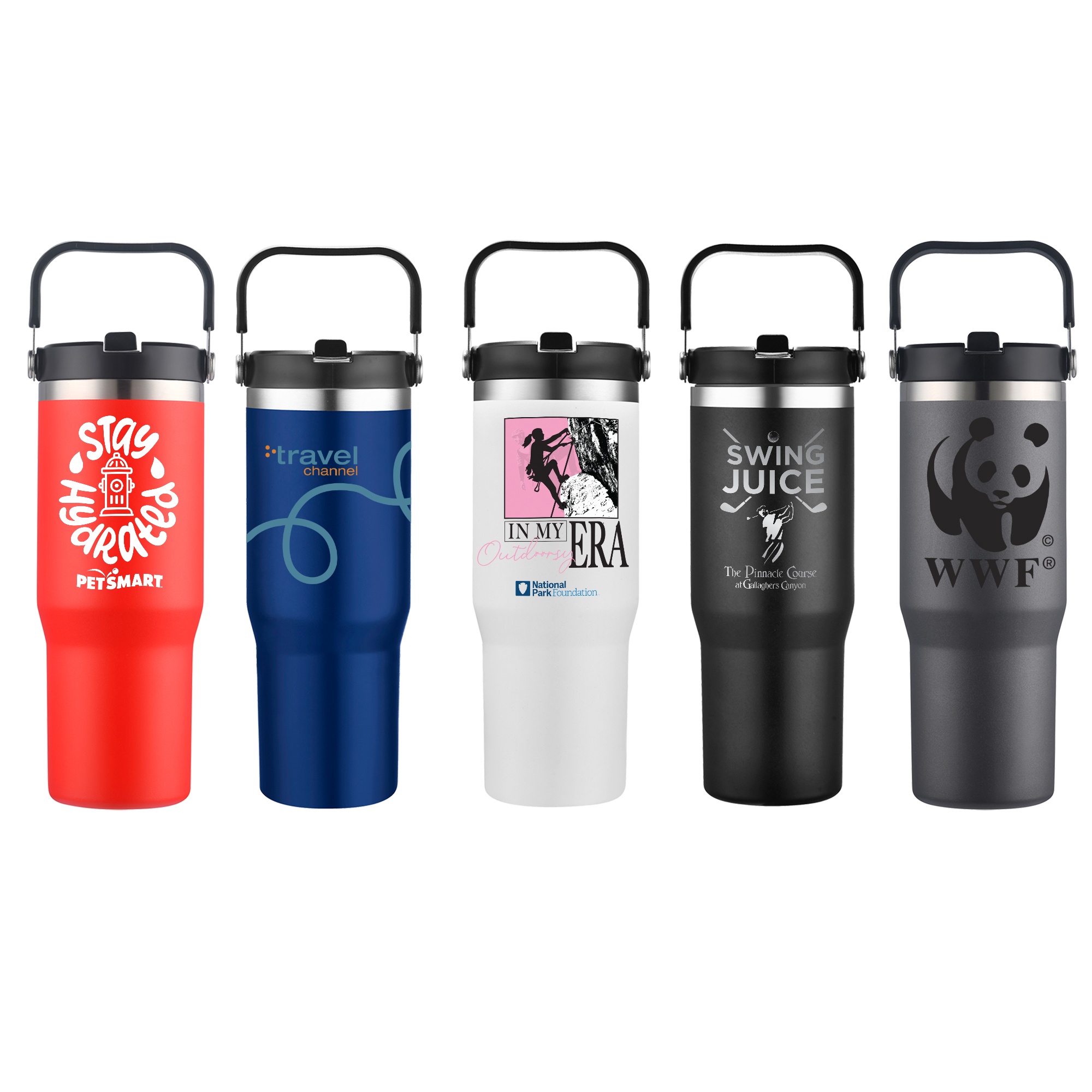 30 oz. Vacuum Travel Mug with Carrier Handle 1