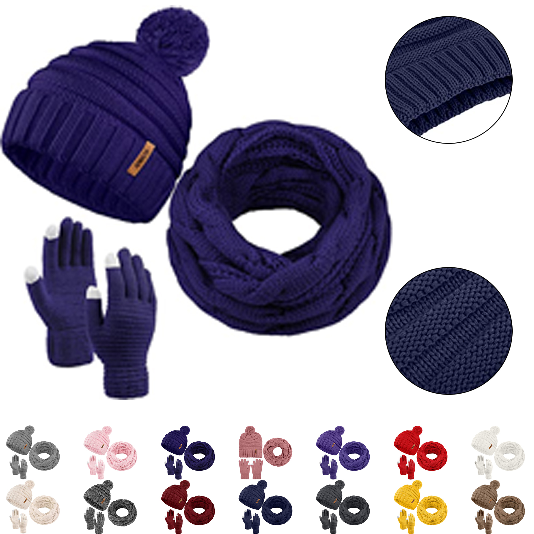 Unisex Knitted Scarf Beanie Hat 2
