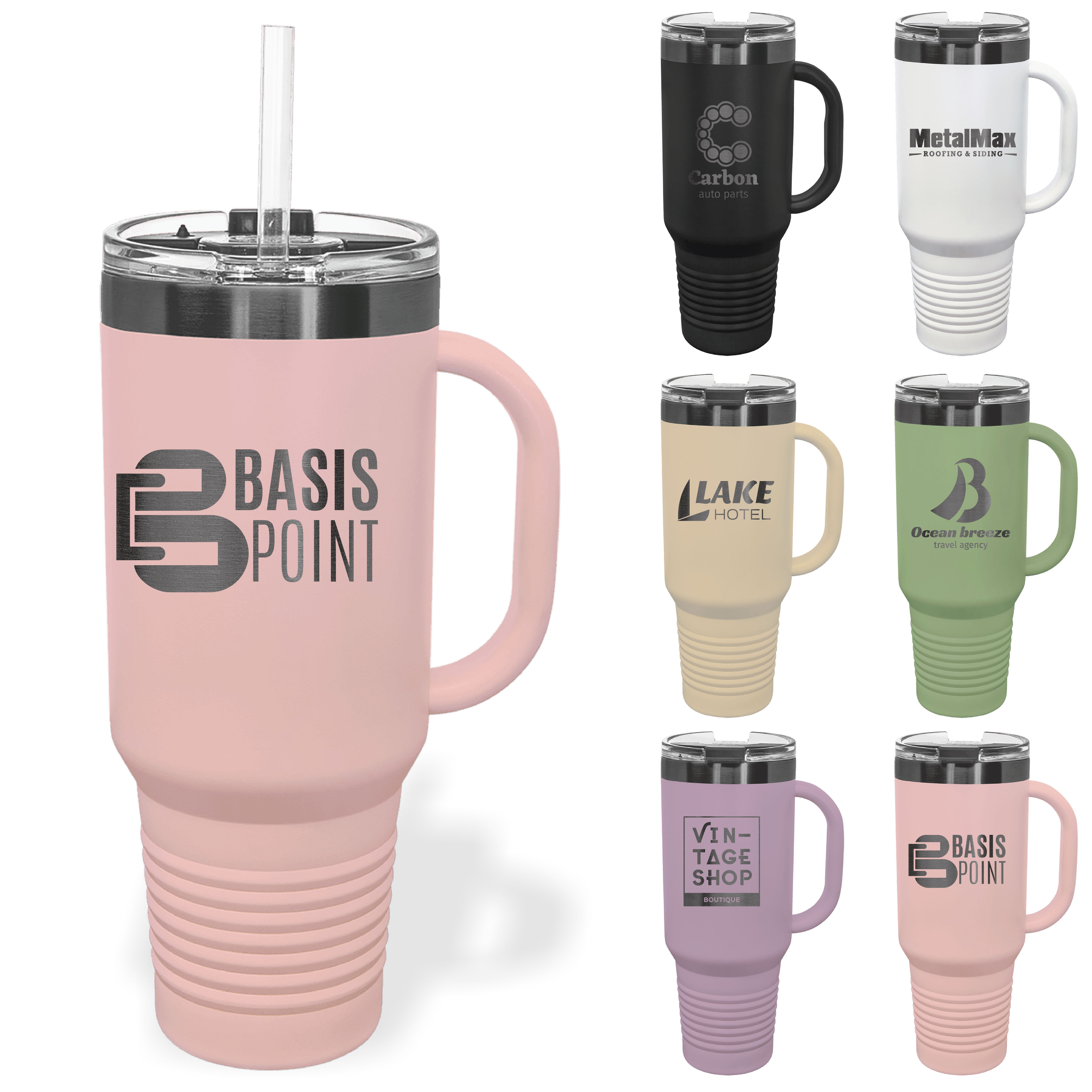 Polar Camel 40oz Ghost Black ION-Plated Travel Mugs w/ Straw 4