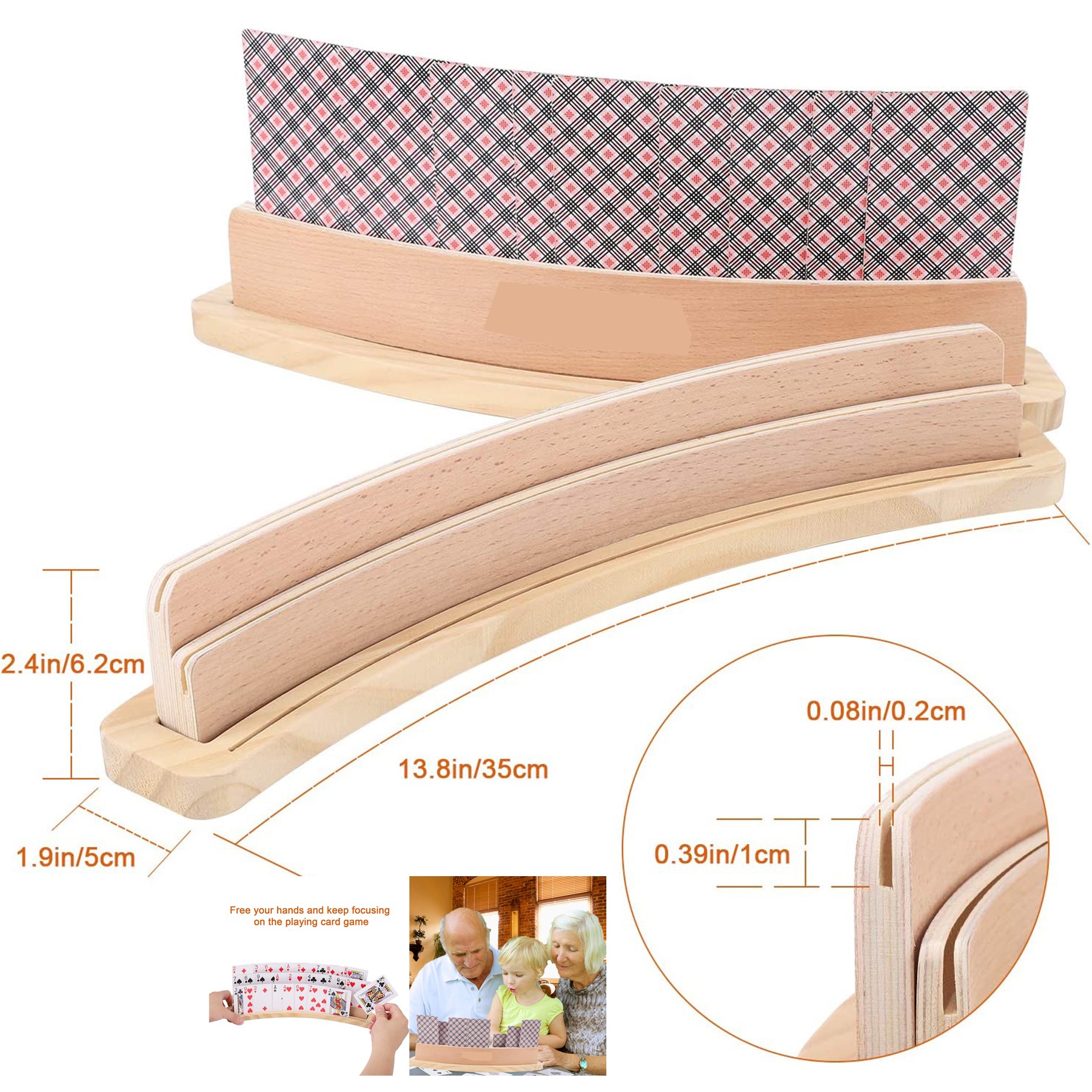 Curved Wooden Playing Card Holder Tray 3