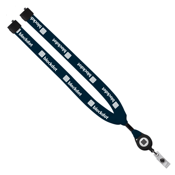 3/4" Cotton Lanyard with Metal Crimp & Retractable Badge Reel 50