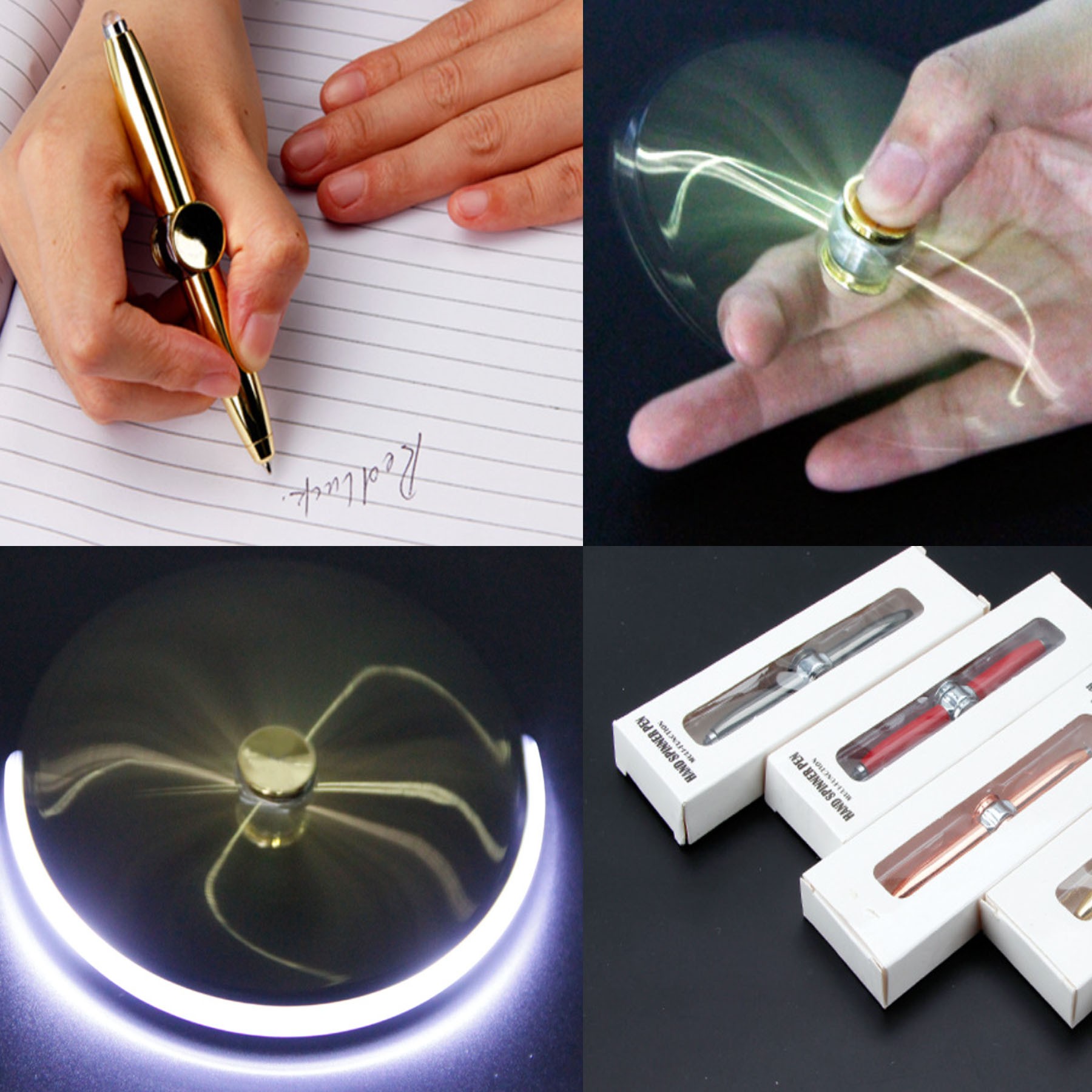 Metal Fingertip Spinning Gyro Pen With Led Light 2