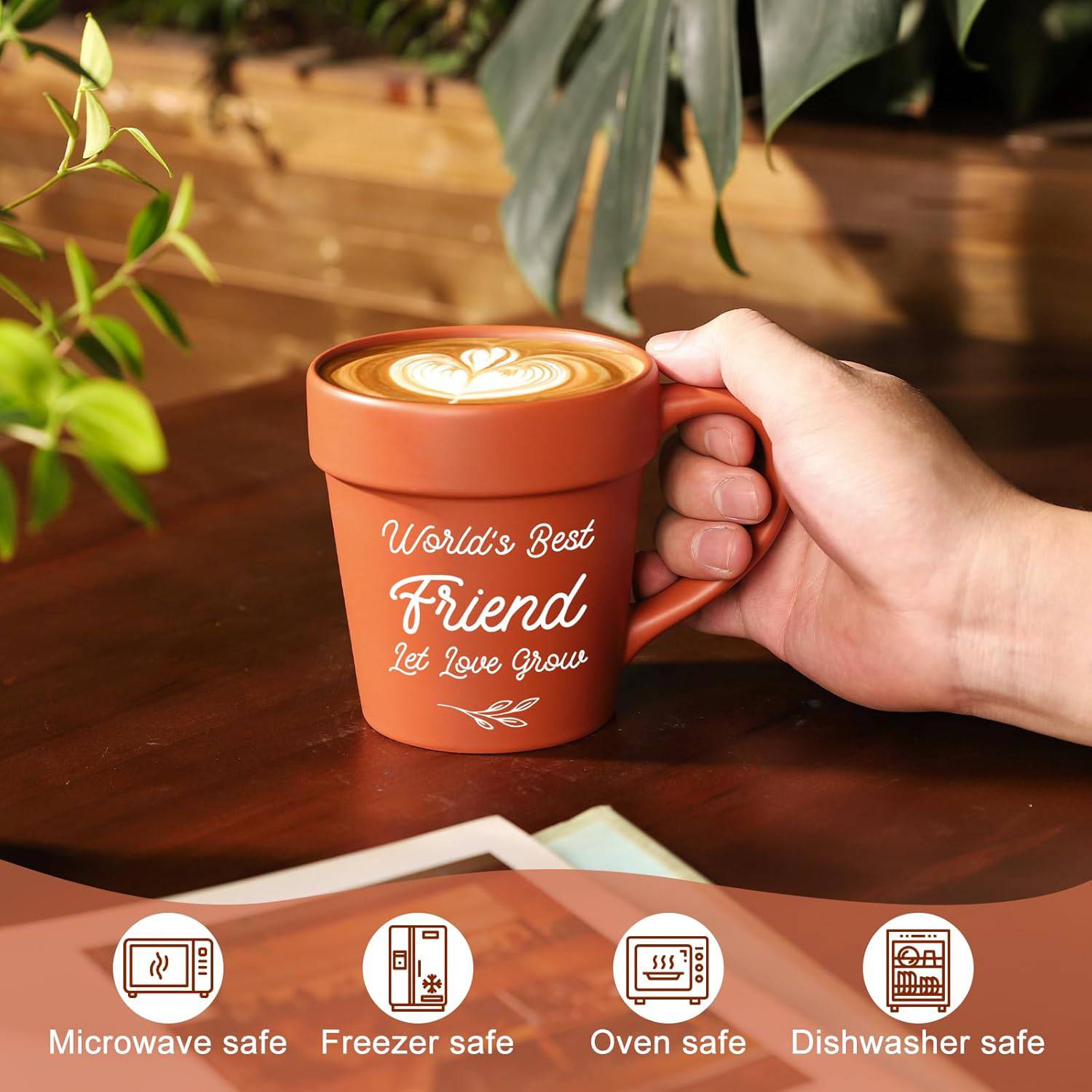 14oz Ceramic Flower Pot Mug w/ Handle 4