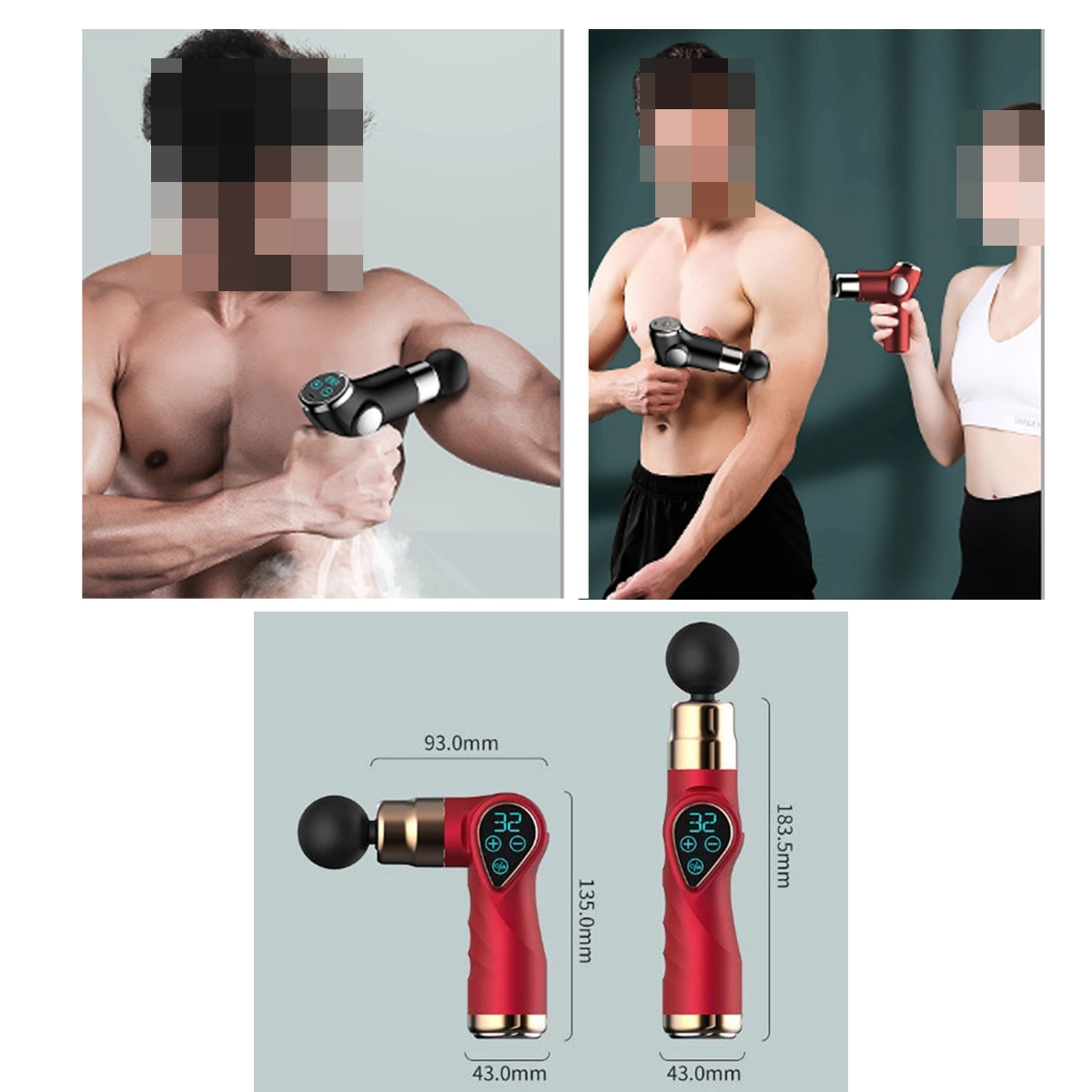 Mini Massage Gun Muscle Massager with 4 Heads 4