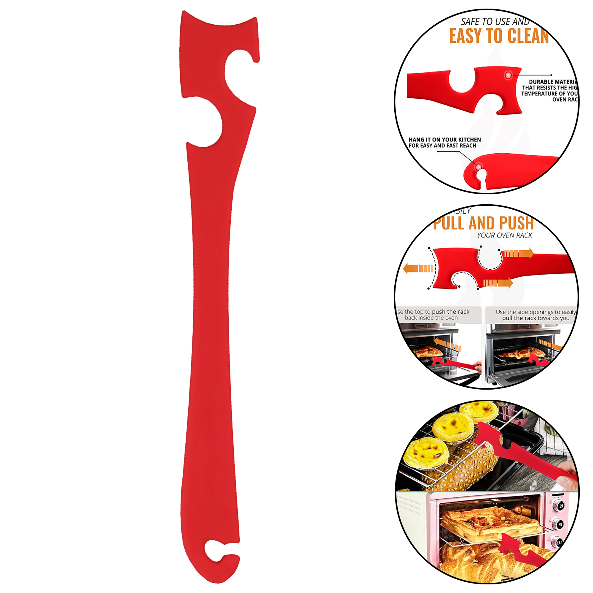 Oven Rack Push Pull Tool with Extended Heat Resistant Handle 3
