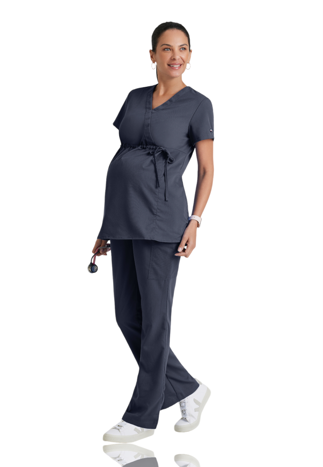 Grey's Anatomy Classic - Women's Two-Pocket Mock Wrap Lilah Maternity Scrub Top 5