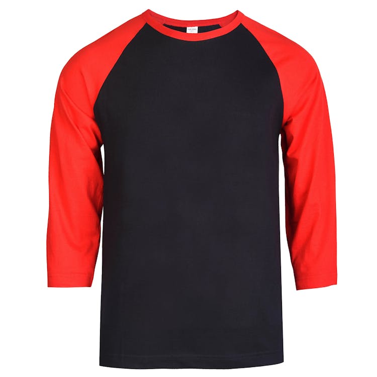 Men's 3/4 Sleeve Baseball T-Shirt - Medium Red/Black 1