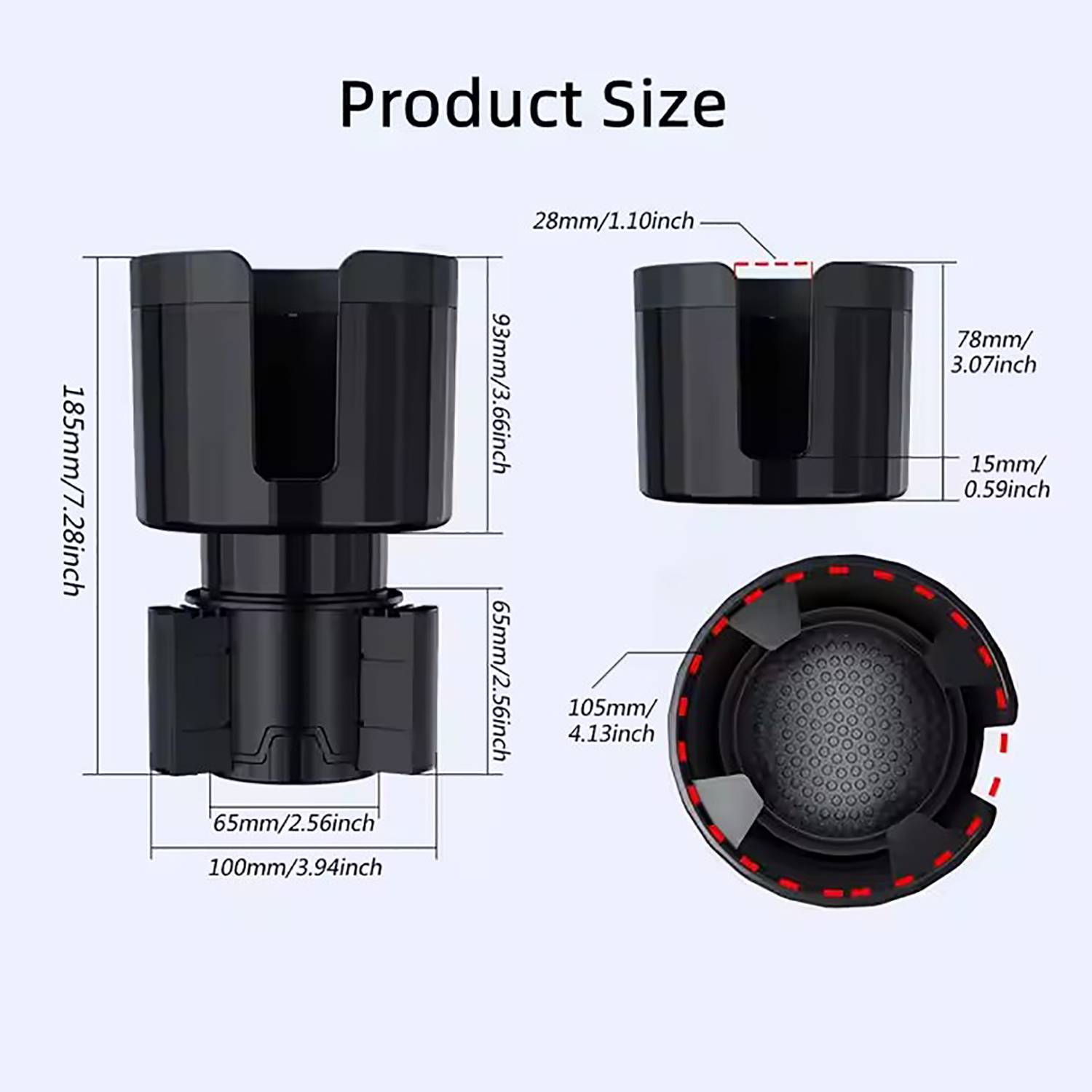 Large ABS Adjustable Base Car Cup Holder Expander 4