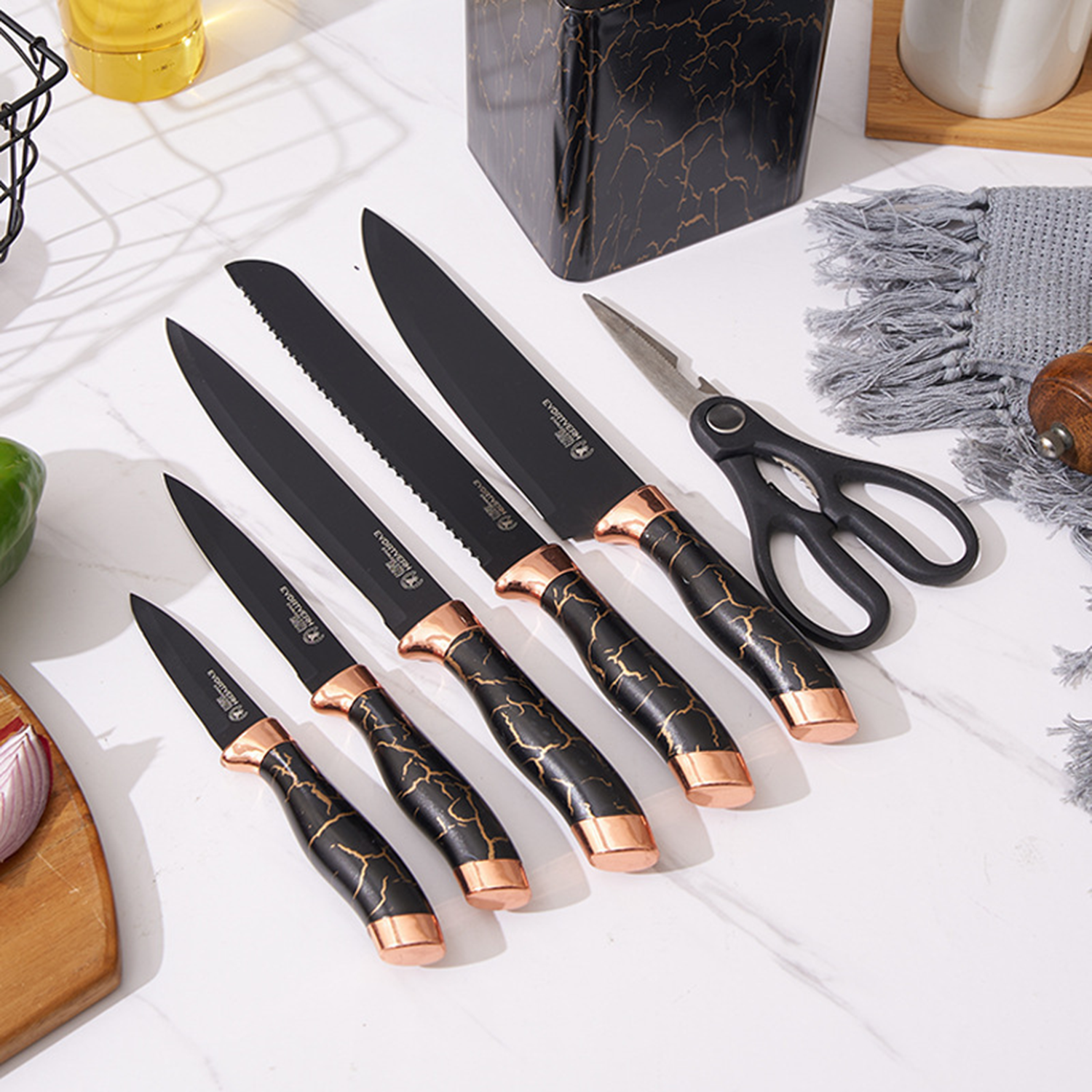 7 Pcs Sharp Stainless Steel Knife Block Set 3