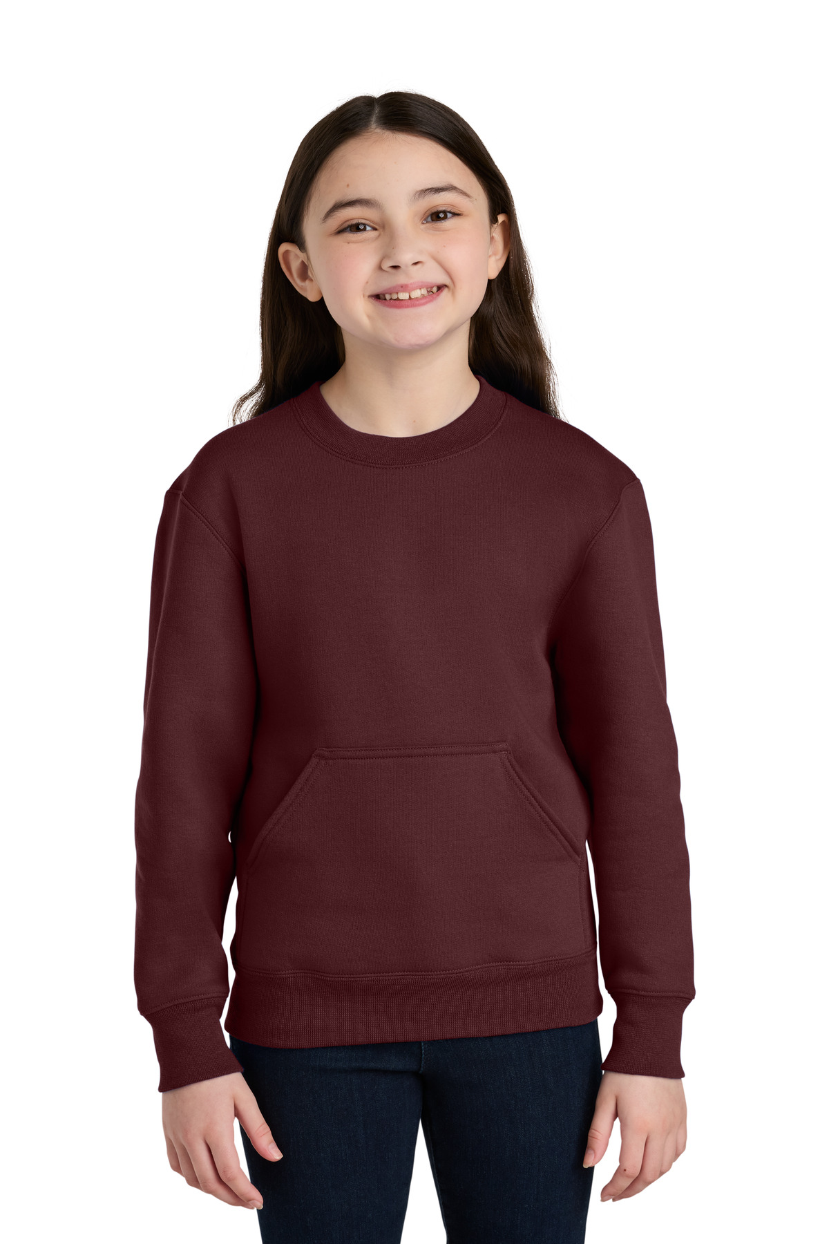 Port & Co Youth Core Fleece Crewneck Pocket Sweatshirt PC78YPKT 44