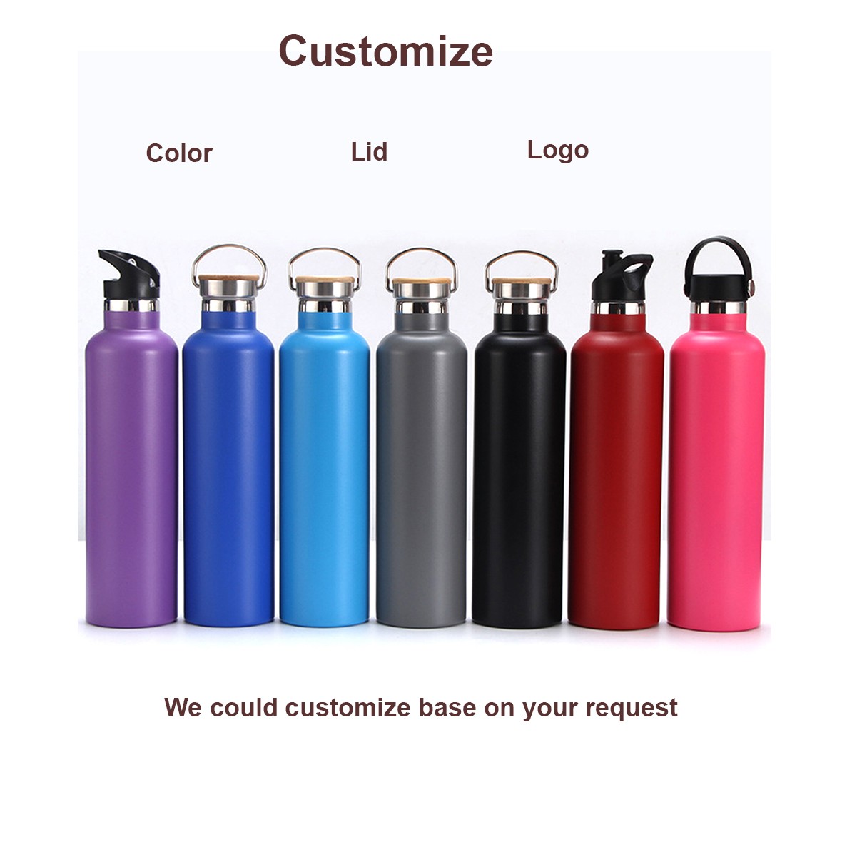 25oz Wide Mouth Stainless Steel Vacuum Water Bottle, custom water bottle with logo imprint 1