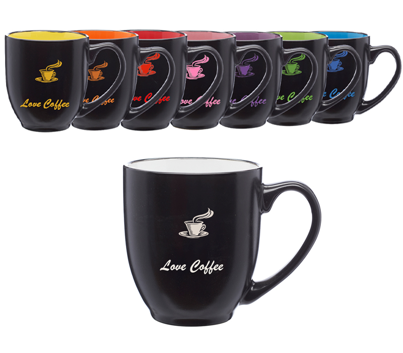 Two-Tone Black Matte Ceramic Mug, 16 oz. 3