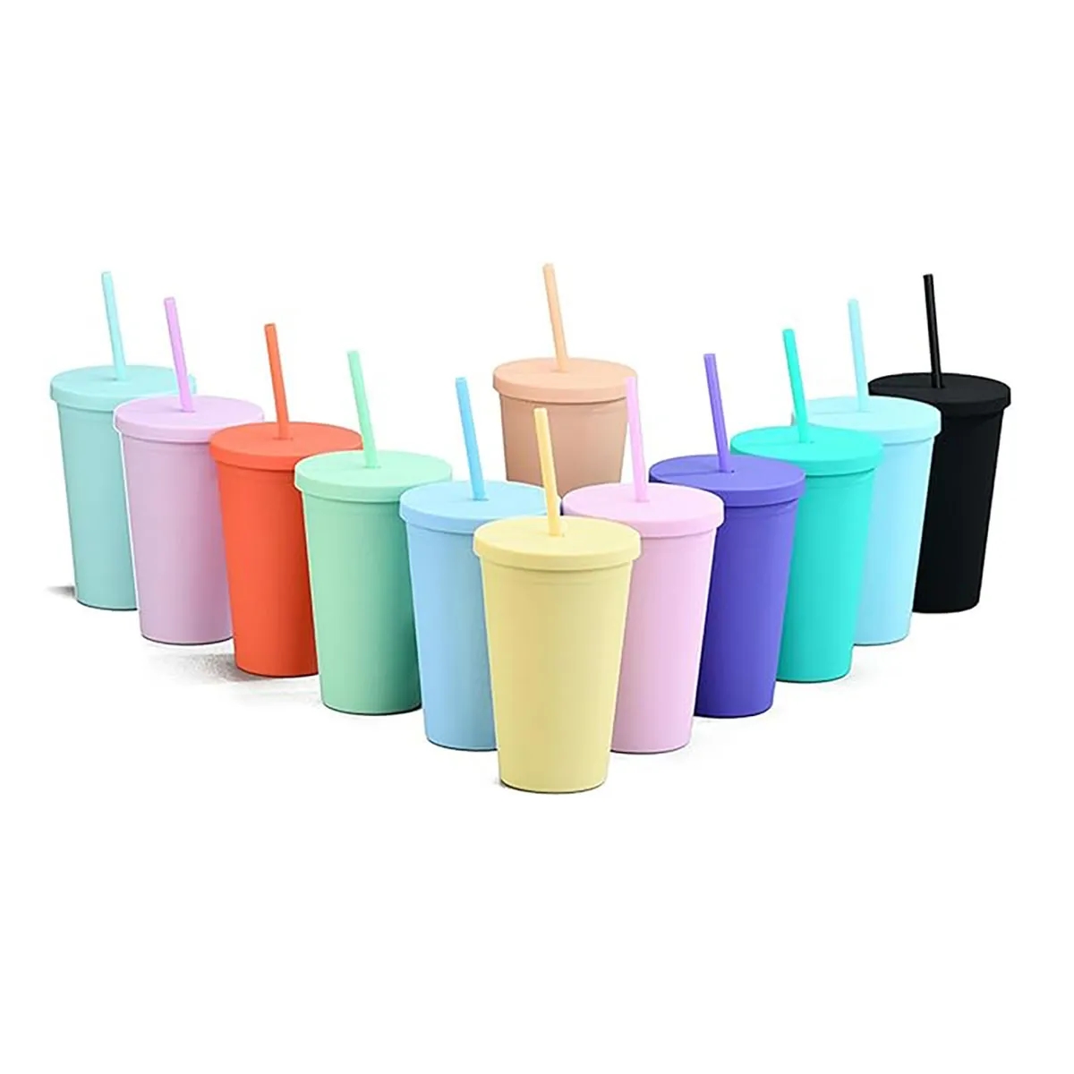 24Oz Straw Coffee Cup With Lid Simple Portable Tumbler 3