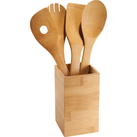 Bamboo 4-piece Kitchen Tool Set and Canister 3