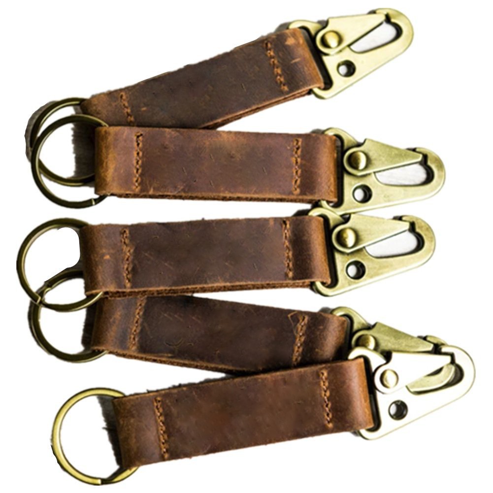 Leather Keychain With Antique Nickel Carabiners 2