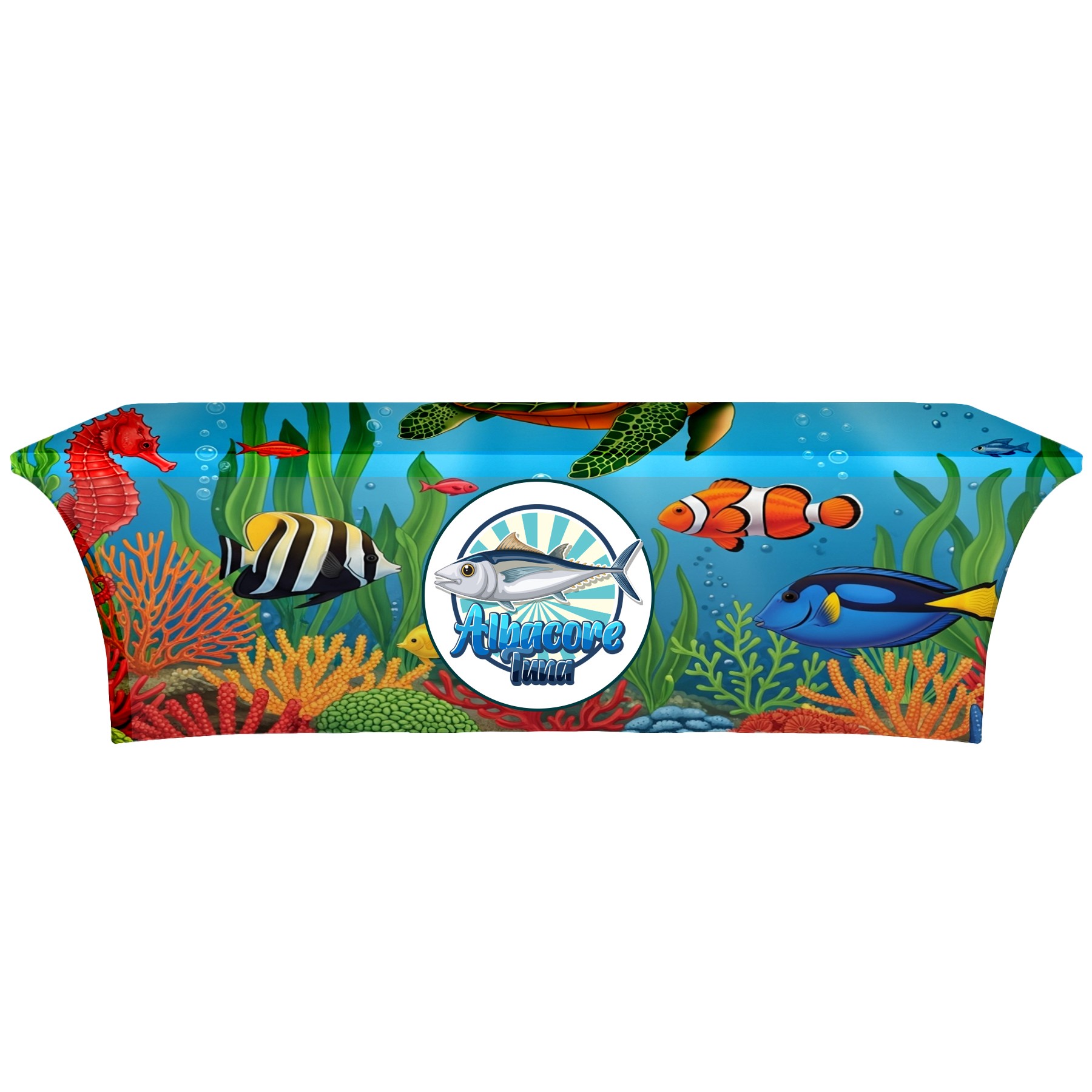 8' Full Color Dye Sublimated Open Back Stretch Table Cover 2