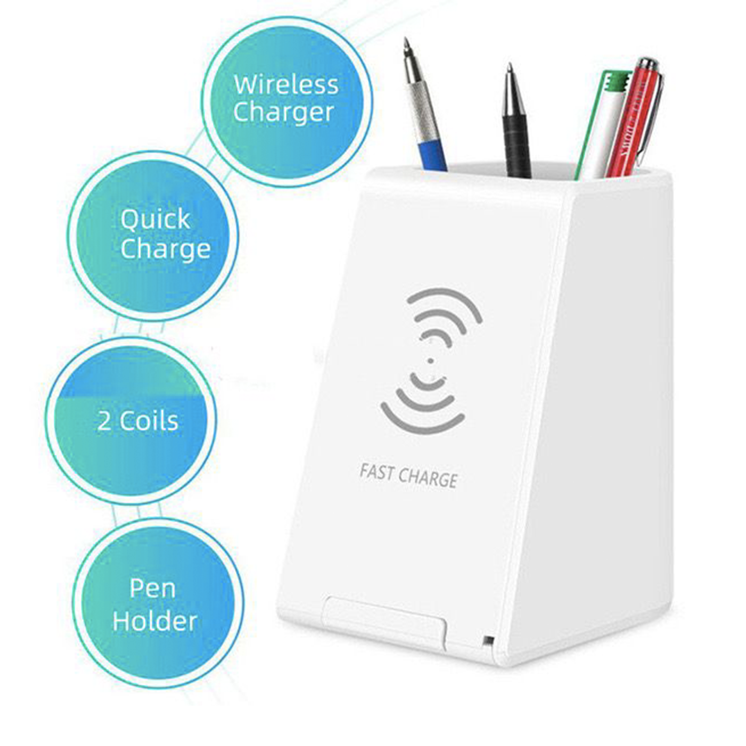 All-Purpose Wireless Charger Pen Holder with Dual USB Output 5