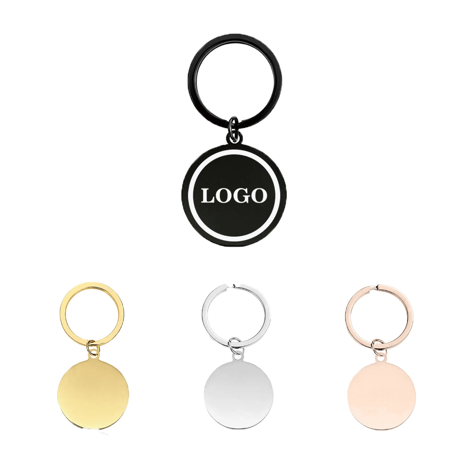 Stainless Steel Round Metal Tag Key Chains