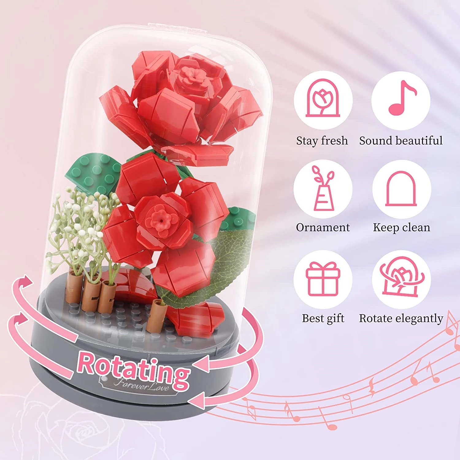 Rose Flower Bouquet Building Toys Set 7