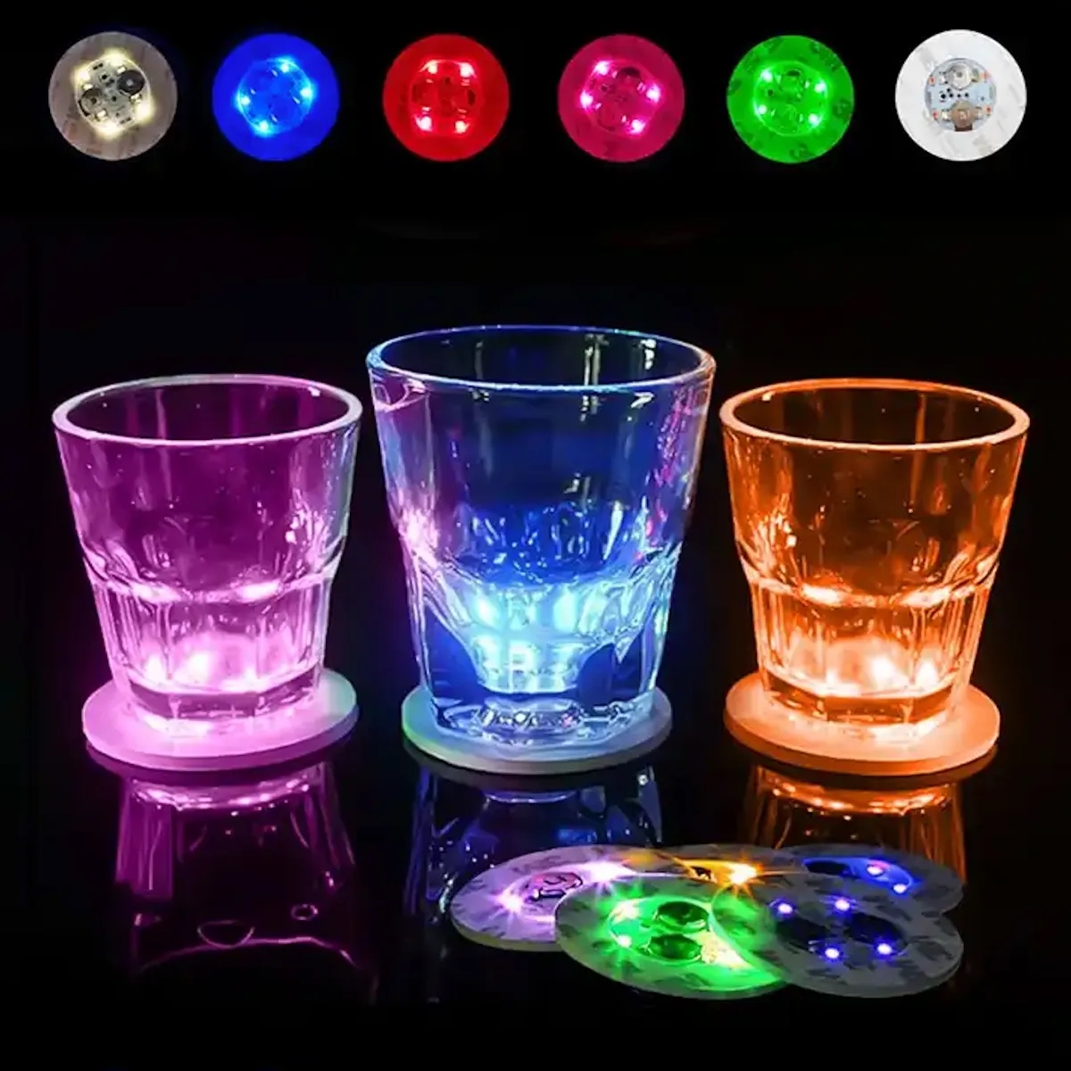 LED Coasters Light Sticker Waterproof Mat For Bottle Cup 7