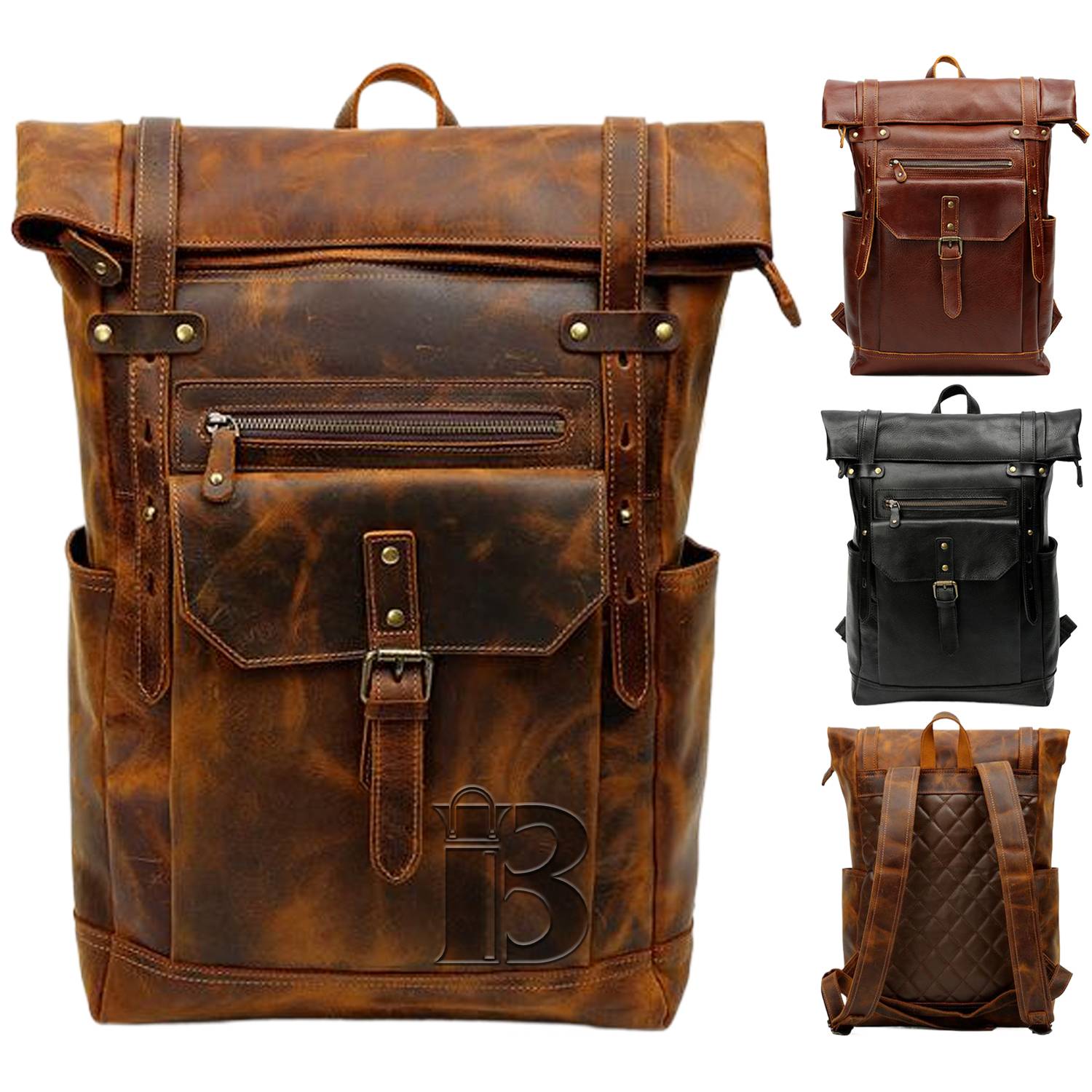 Retro Genuine Leather Large Capacity Travel Backpack 2