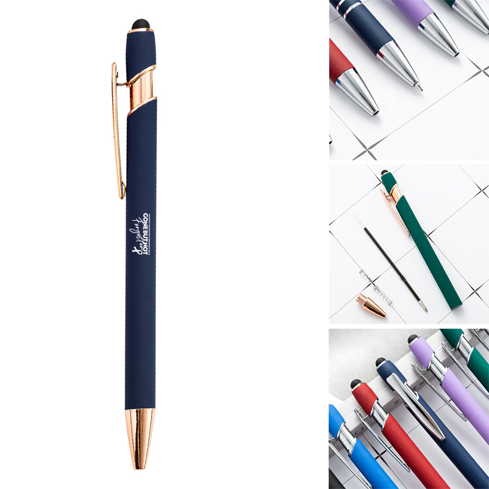 Softy Gold Metallic Pen w/ Stylus - Laser 1