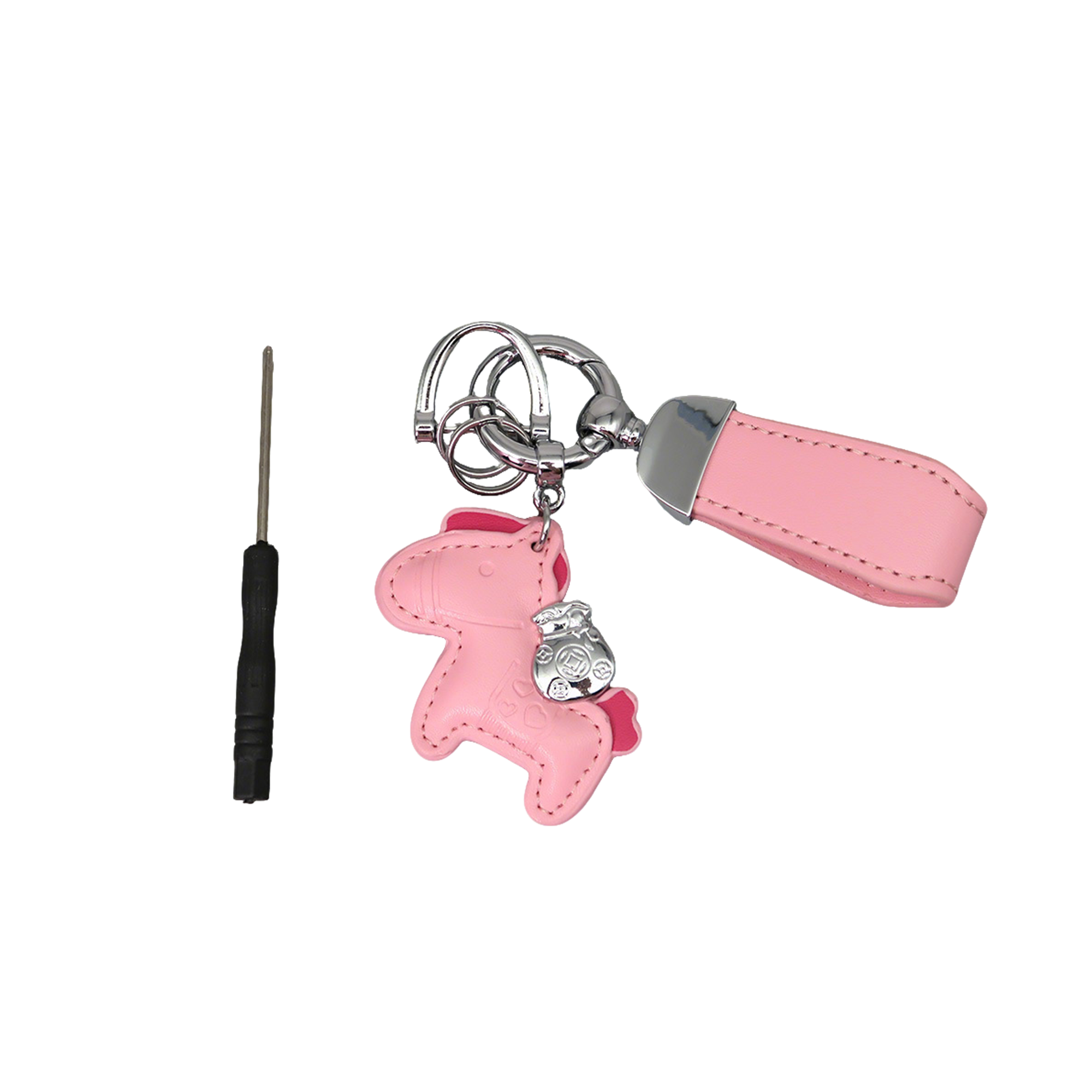 Polyurethane Pony Figure Key Ring With Strap 6.7" Length 3