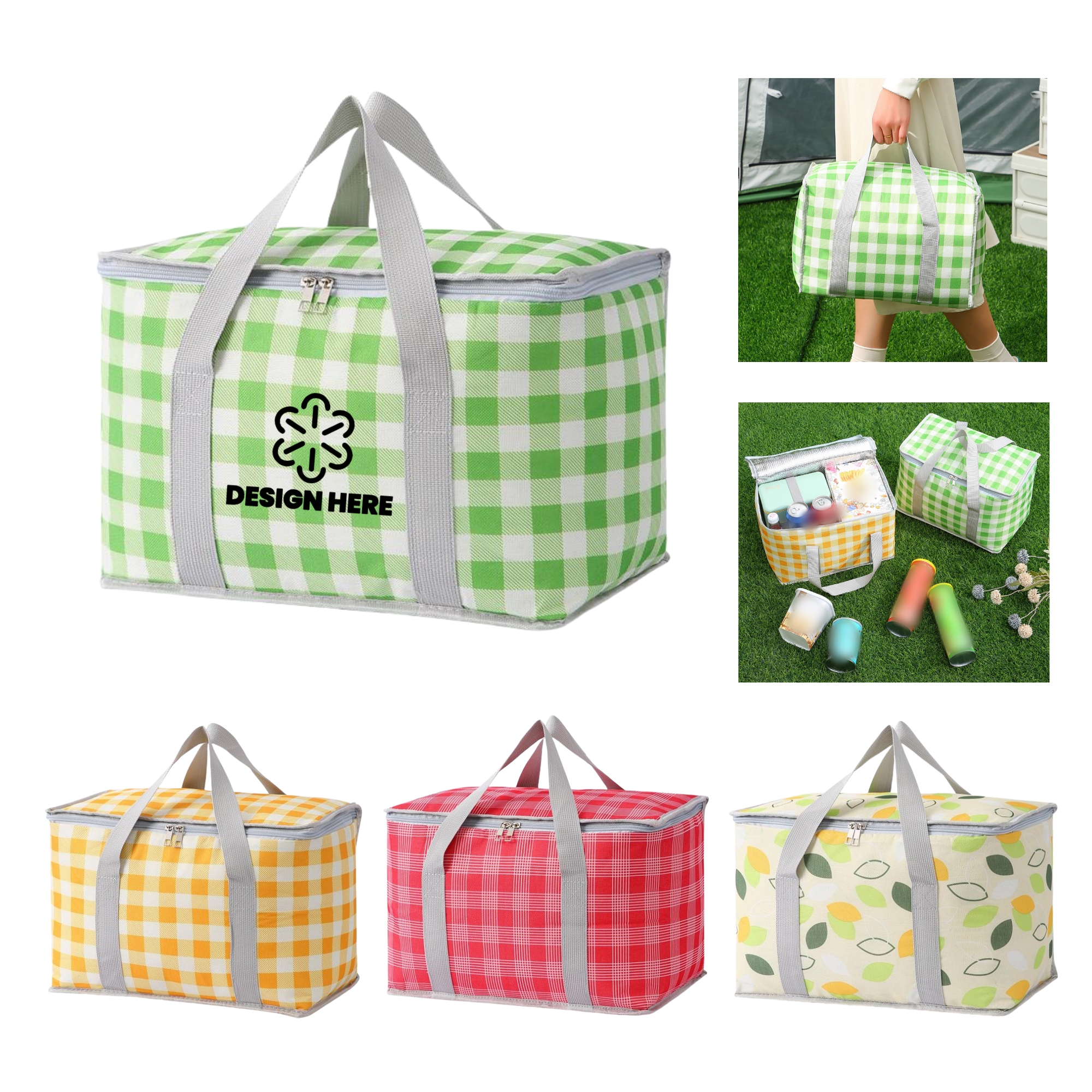 Oxford Checkered Insulated Picnic Tote Bag 5