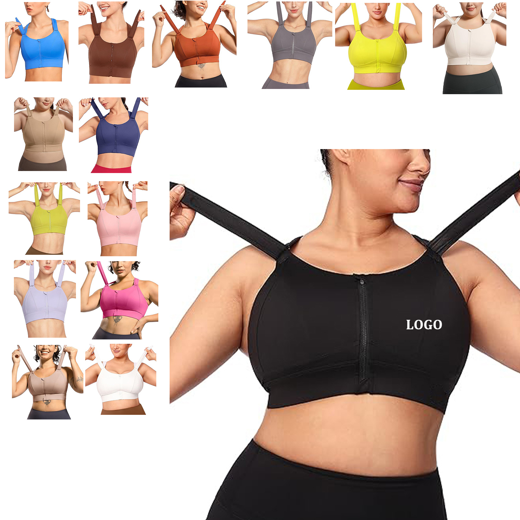 Women's Adjustable Zipper Front Bra 2