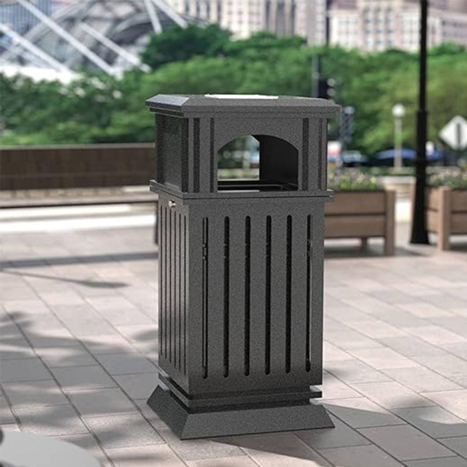 Antique stainless steel trash can 3