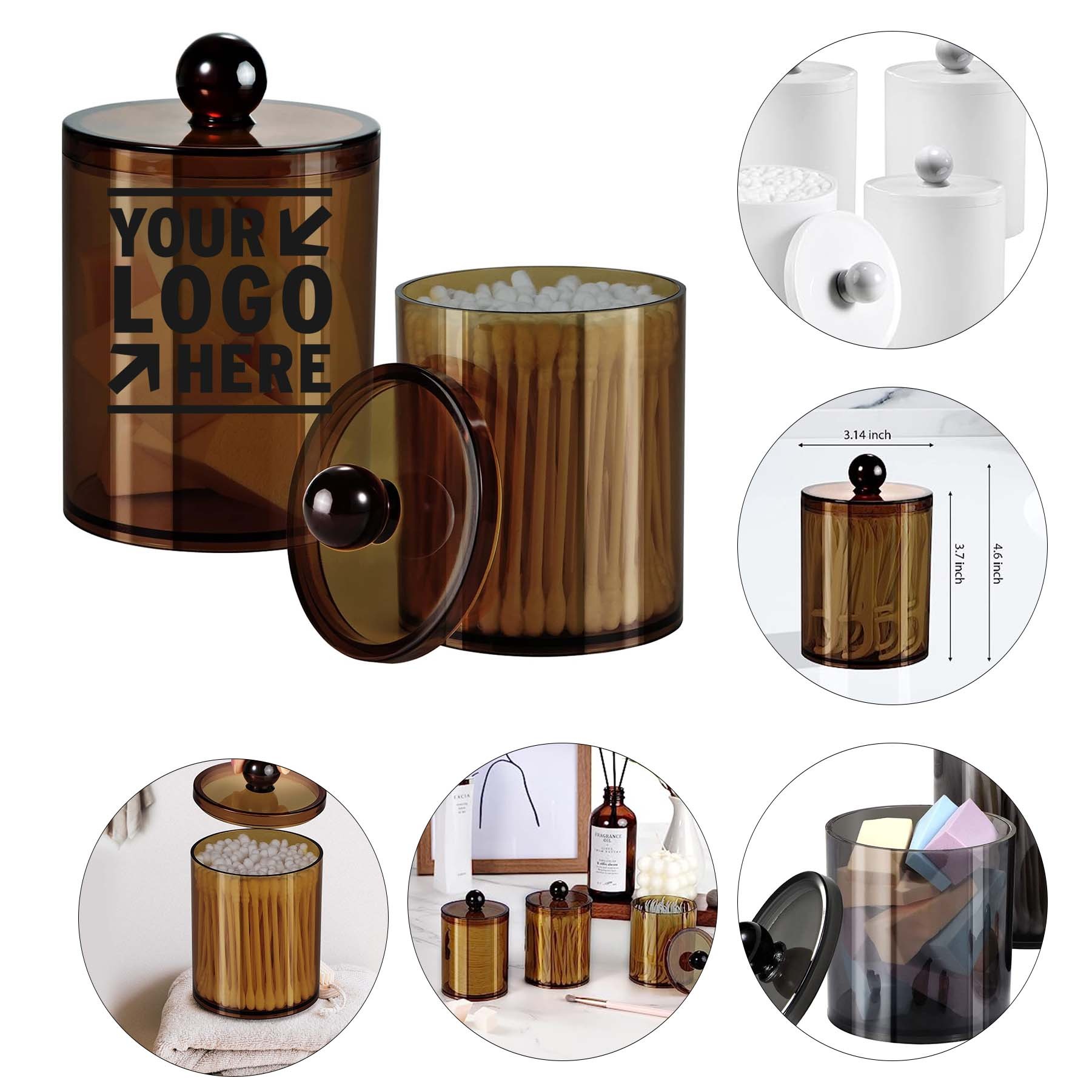 15 Oz. Qtip Dispenser Apothecary Jars Bathroom with Labels 2