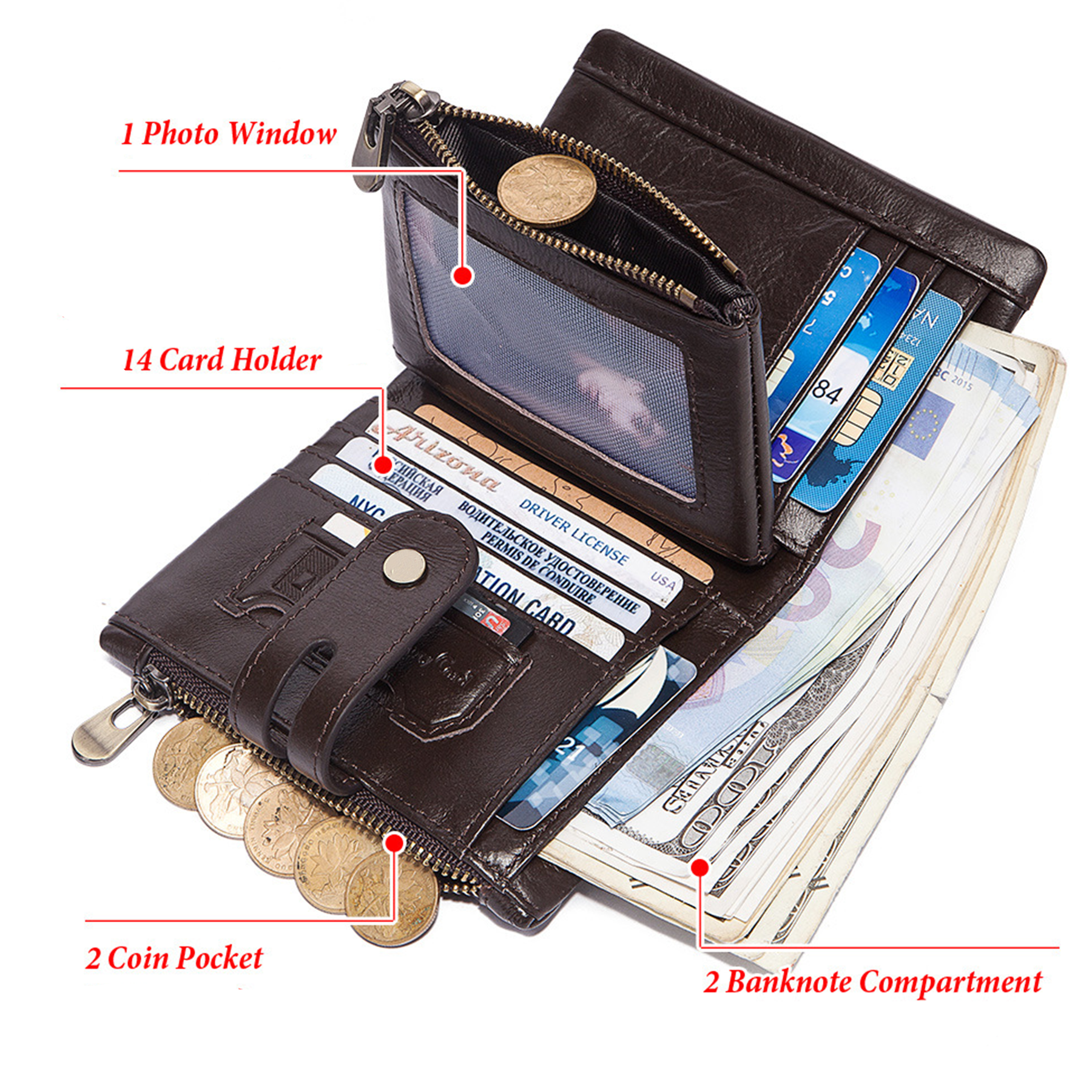 Anti Theft Genuine Leather Mens Wallet 5