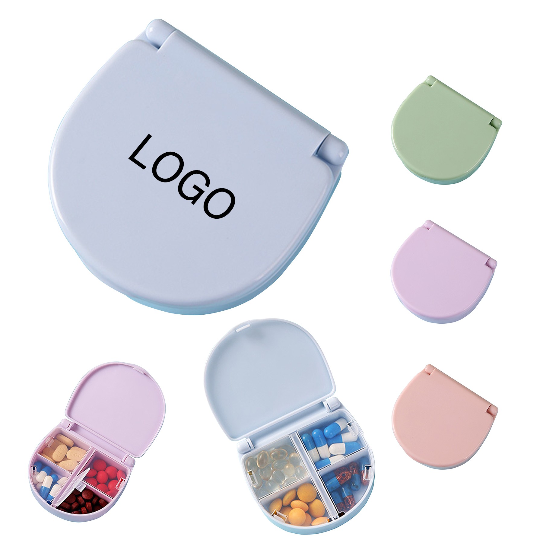 4 Compartments Plastic Pill Case