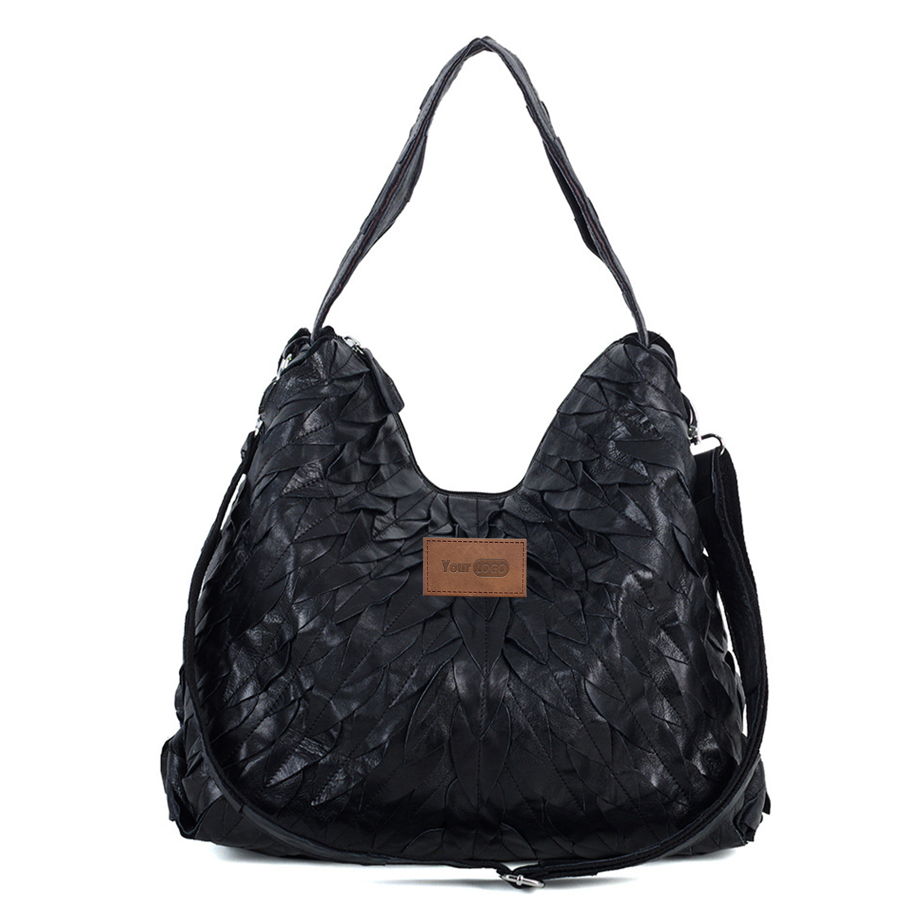 Genuine Leather Soft sheepskin panels handmade tote bag 5