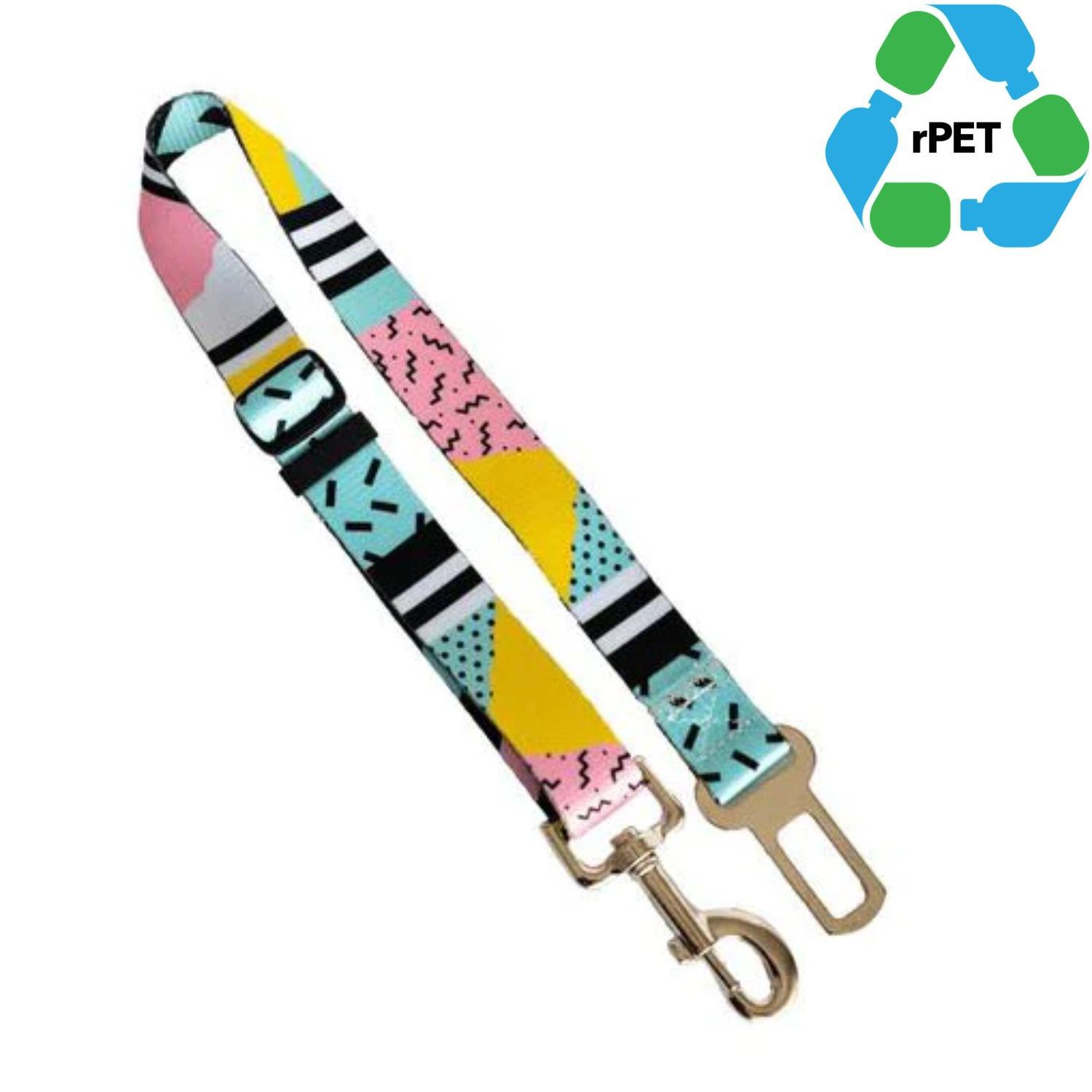 1"W x 24"L rPET Eco-friendly Adjustable Pet Safety Sublimation Seatbelt Leash 2