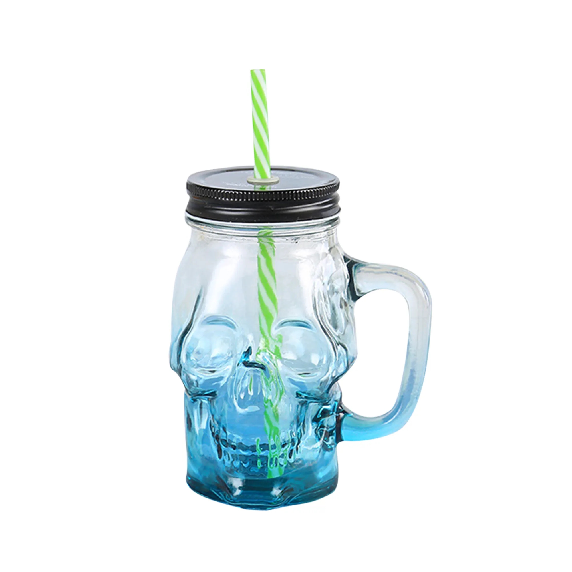 Creative glass cup with lid and straw 17OZ 11