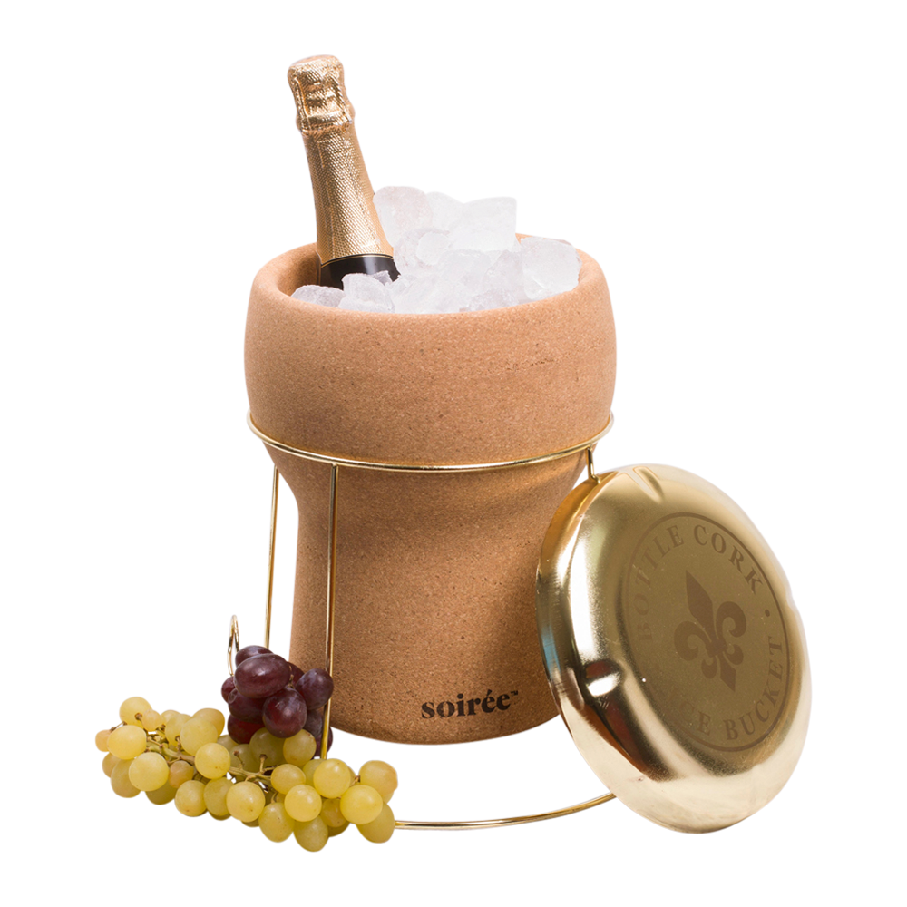 Champagne Cork Ice Bucket with Lid and Stand 3