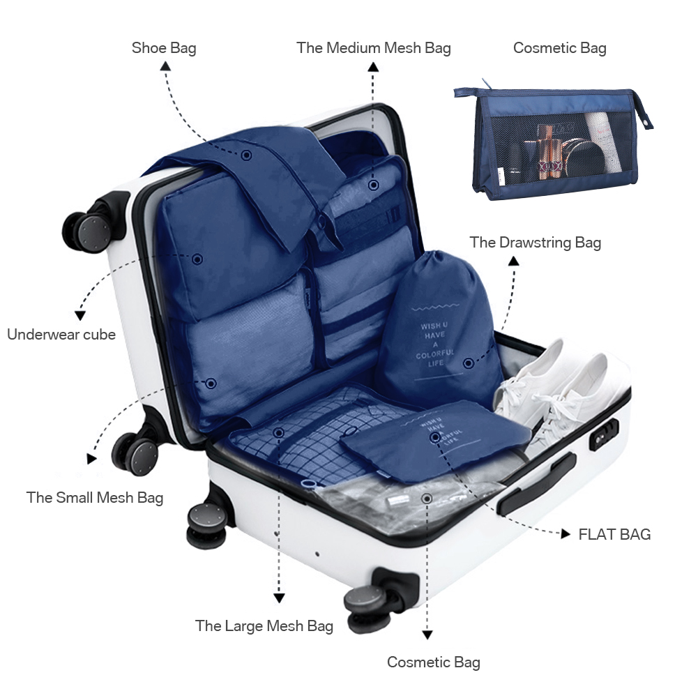 8 Set Packing Cubes Luggage Organizers Bags 2