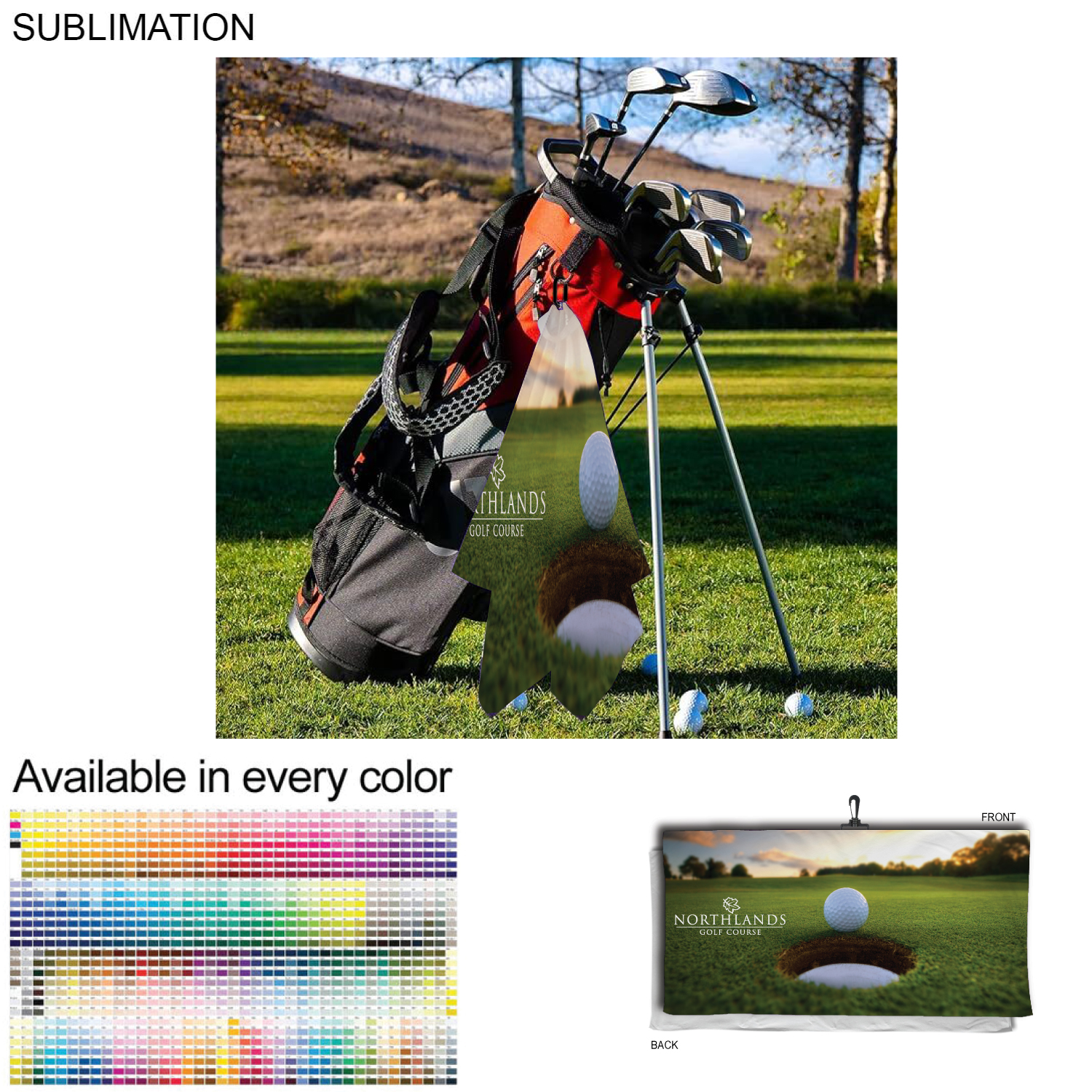 Oversized Golf Towel in Microfiber Dri-Lite Terry, 30x60, with Black Swivel Hook, Sublimated 1 side 5