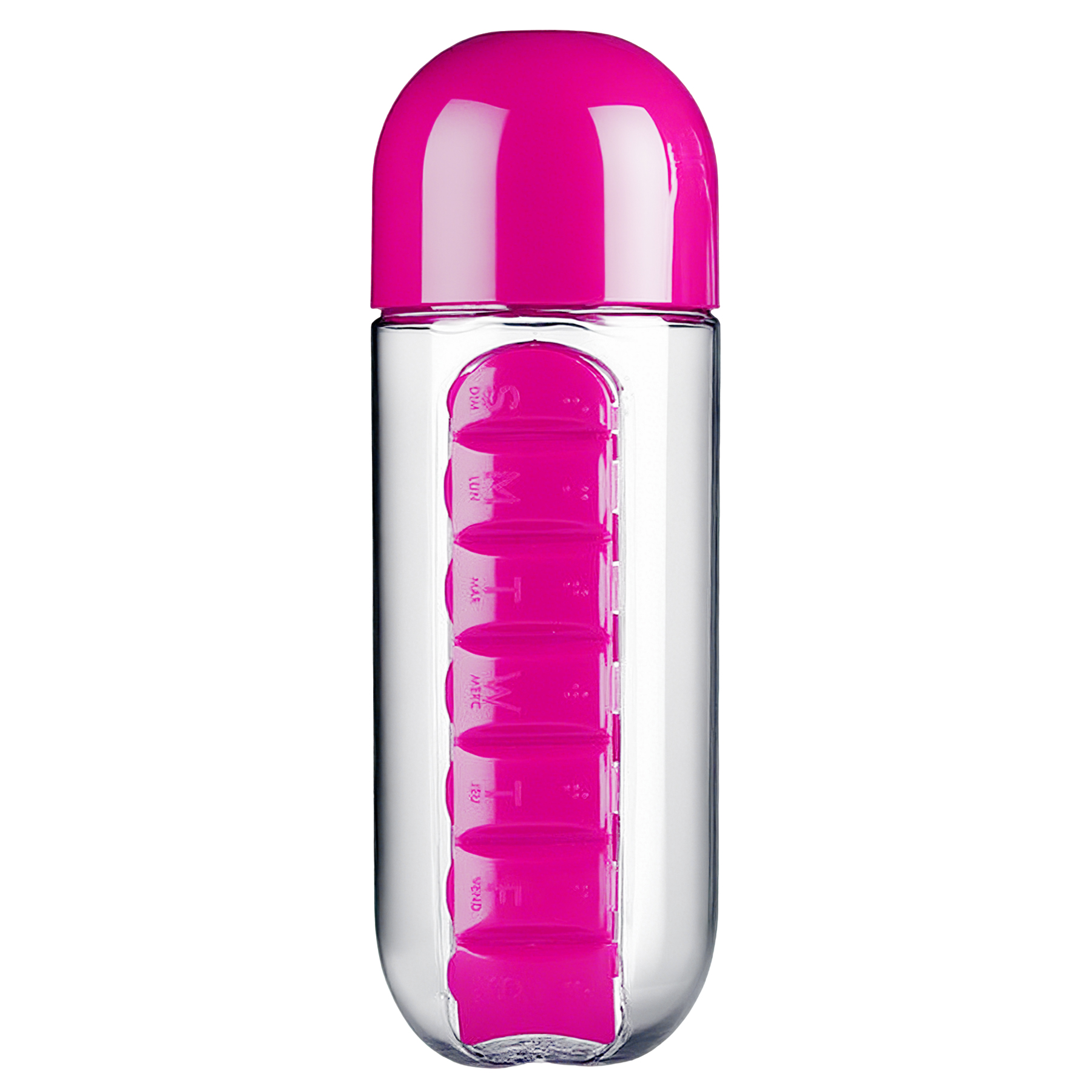 20 OZ Portable 7-Day 2-In-1 Plastic Pill Case With Water Bottle 2