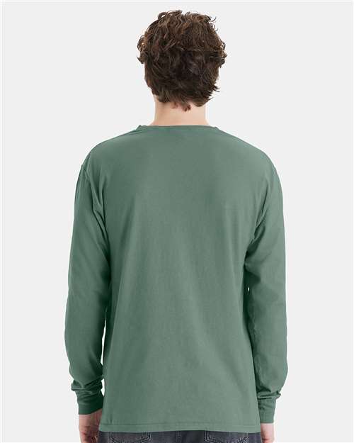 Unisex Garment-Dyed Long Sleeve T-Shirt With a Pocket - GDH250 65