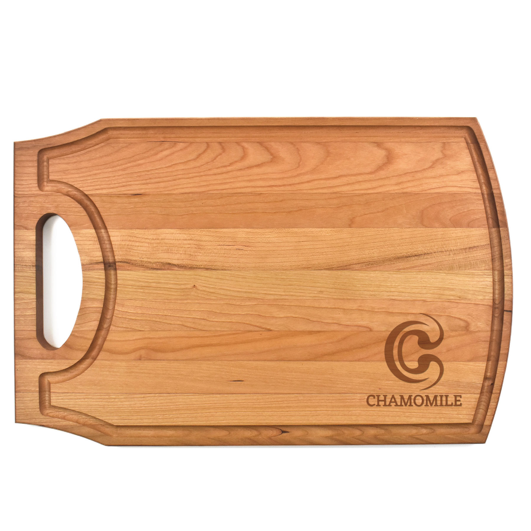 10 1/2" x 16" x 3/4" Cherry Cutting Board with Handle & Juice Groove